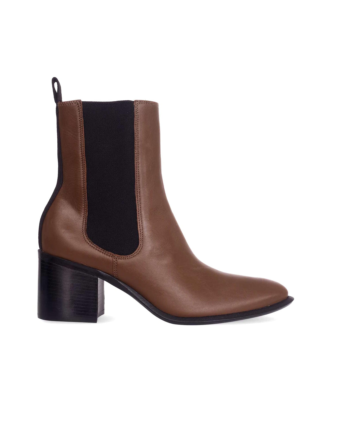 Mangara Atelier Canna Brown Leather Chelsea 6.5cm Block Heel Ankle Boots – Front view – SKU 138FA1VCA37