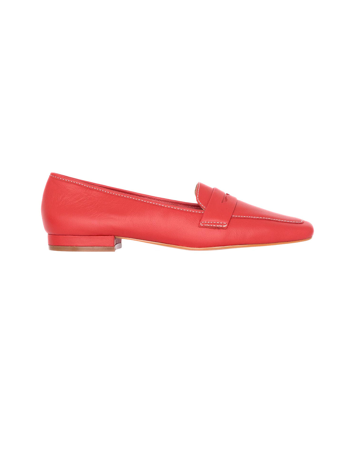 Mangará Atelier Loafer aus rotem Leder mit quadratischer Zehenpartie – Vorderansicht – SKU 201NVCE38