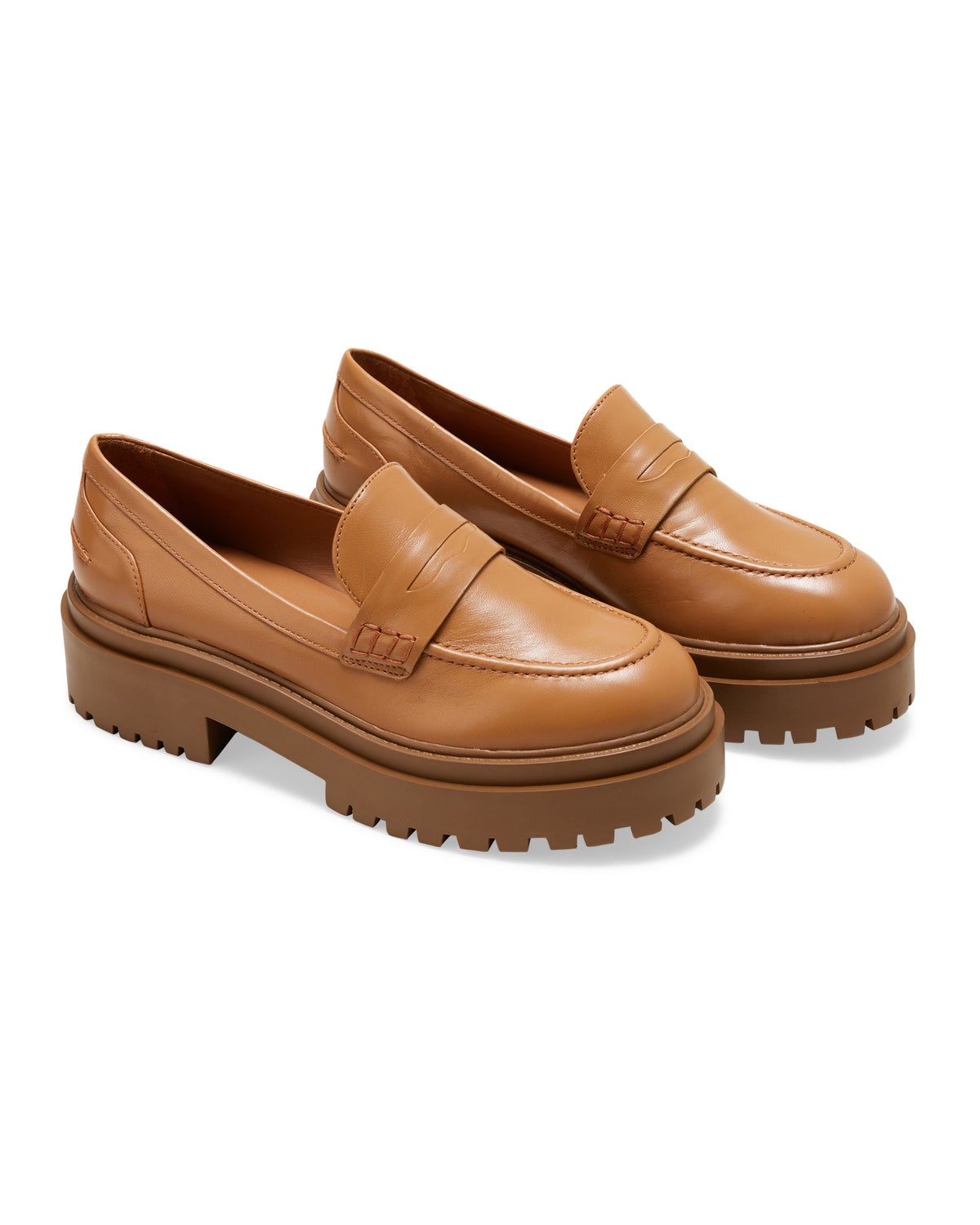 Mangara Atelier Carvalho Karamell-Leder-Slipper mit klobiger Plateausohle – Paaransicht – SKU 222A0342