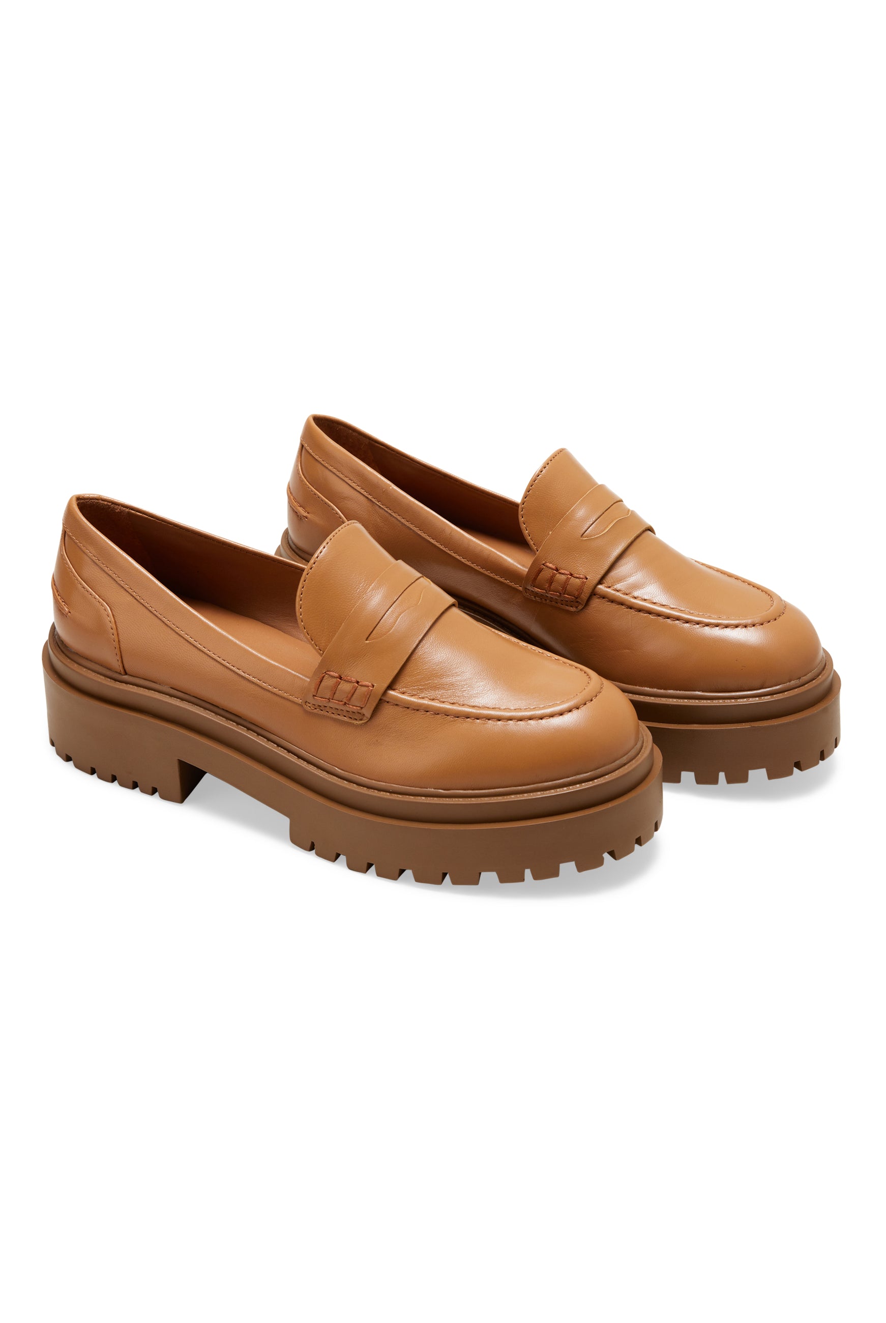 Mangara Atelier Carvalho Caramel Leather Chunky Platform Loafers - Pair view - SKU 222A0342