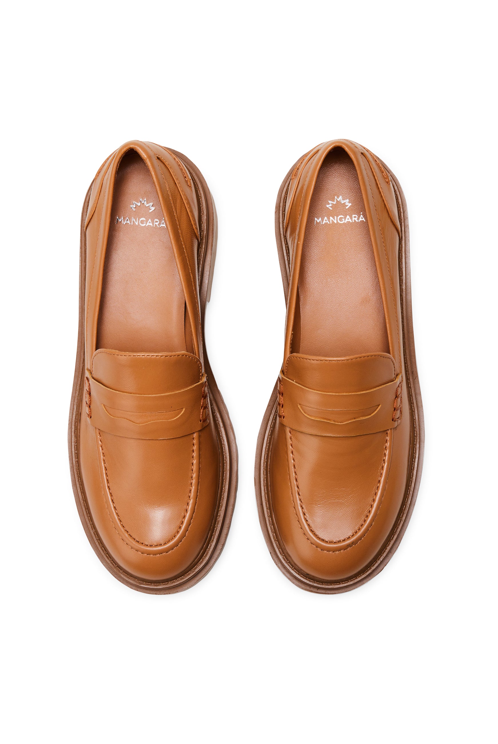 Mangara Atelier Carvalho Caramel Leather Chunky Platform Loafers - Top view - SKU 222A0342