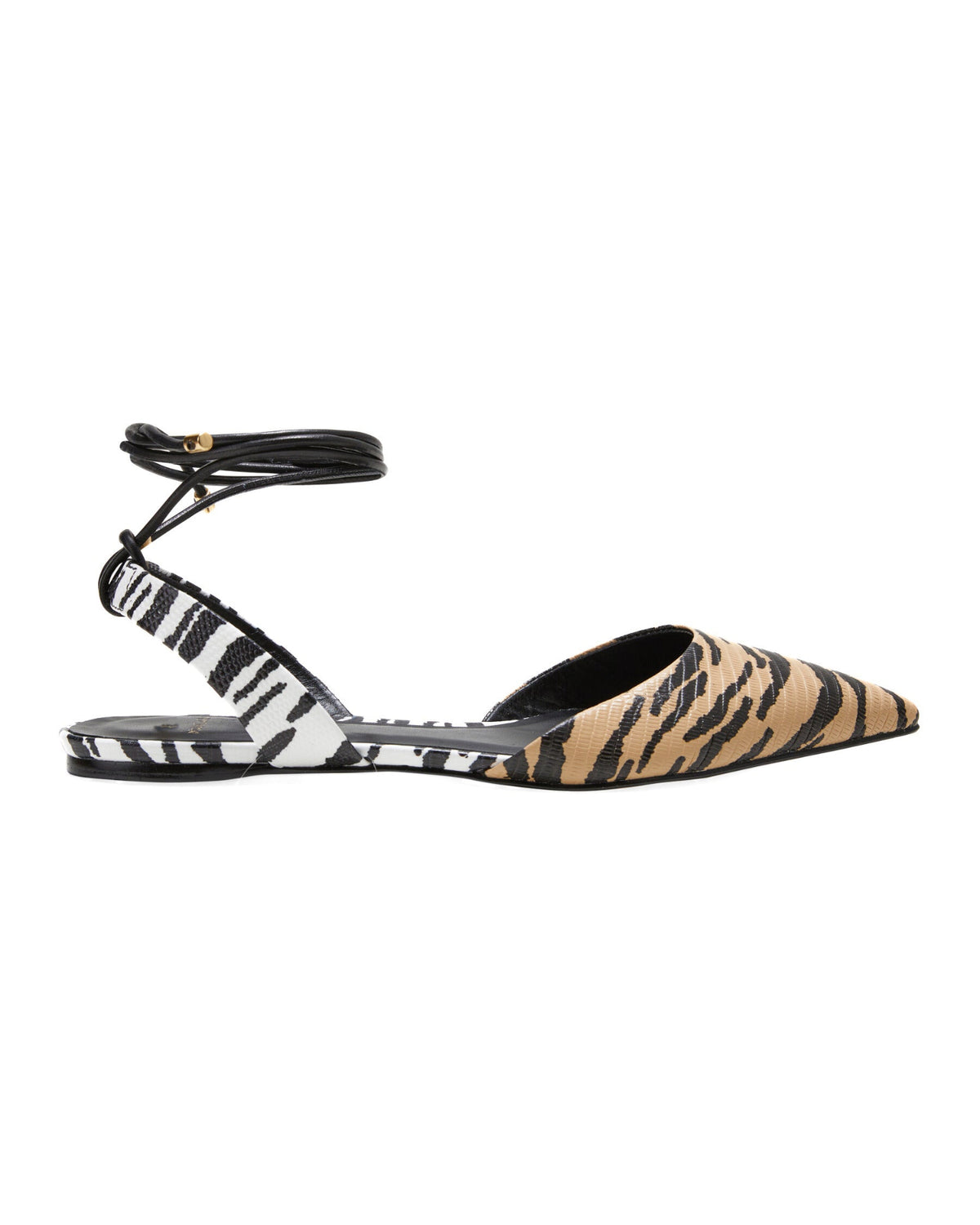 Mangará Atelier Flache Sandalen aus Kalbsleder mit Animal-Print – Vorderansicht – SKU 222A065240