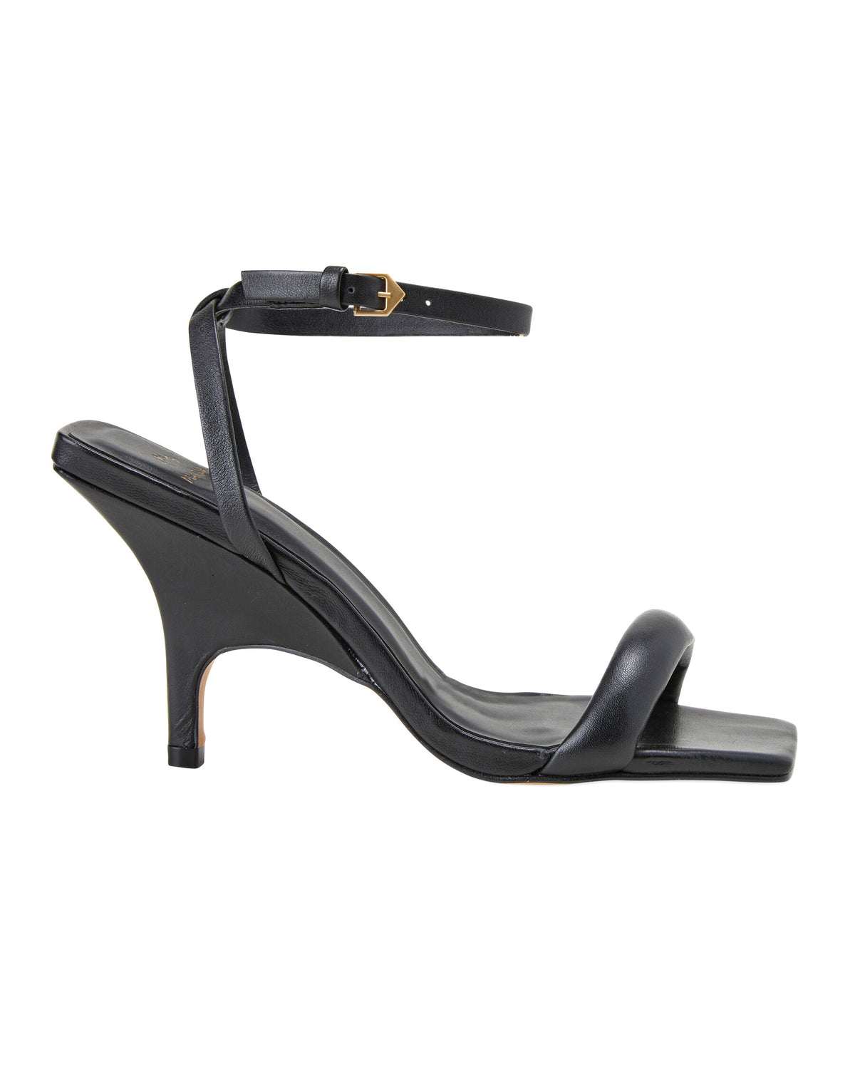 Mangará Atelier Knöchelriemensandalen aus schwarzem Kalbsleder – Vorderansicht – SKU 222A103337