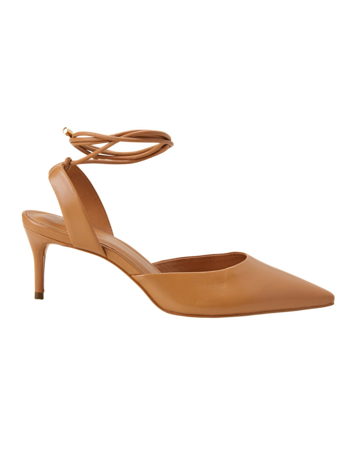Mangará Atelier Caramel Leather Slingback Pointed Toe Heels – Front View – SKU 222A134238