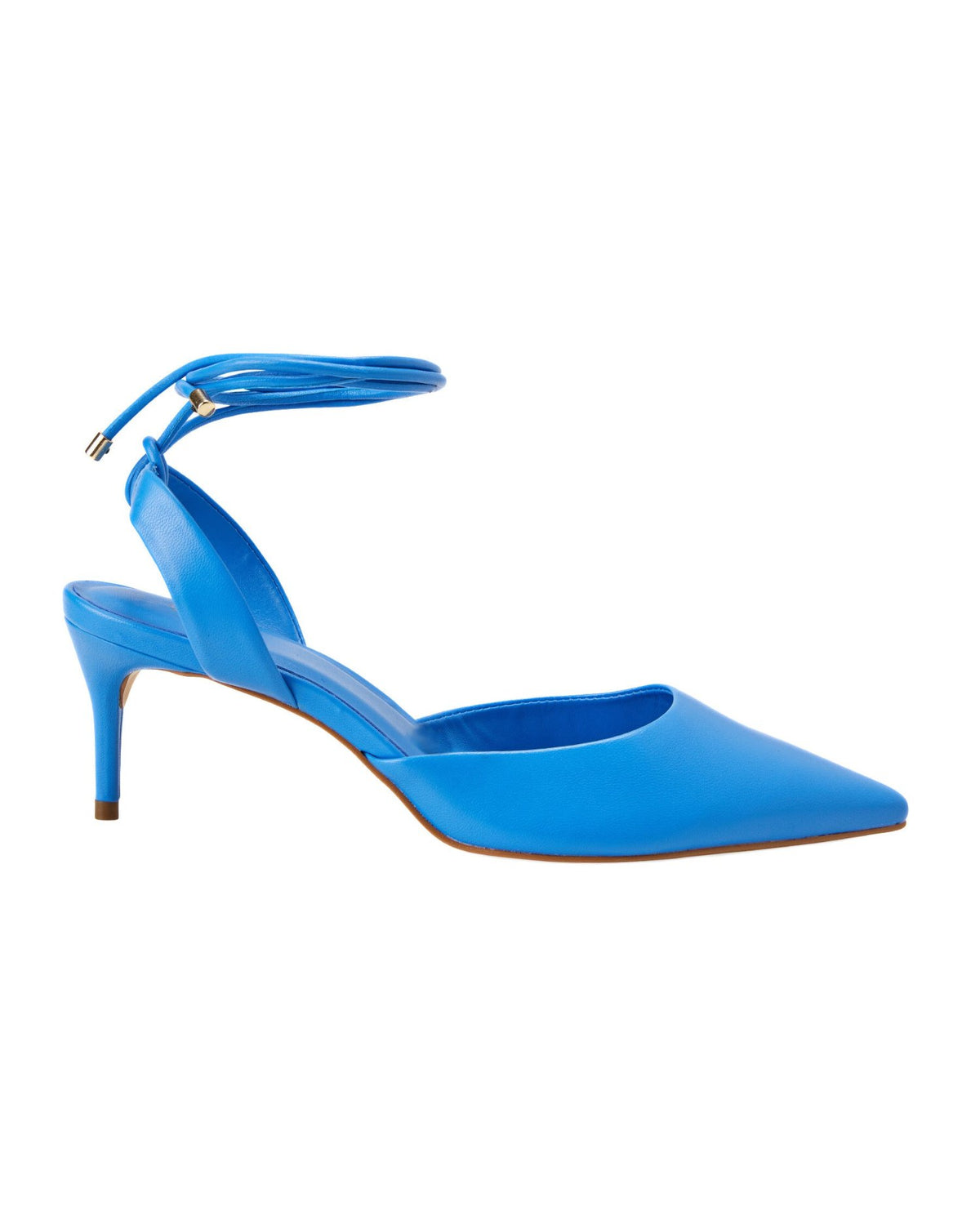 Mangará Atelier Blue Leather Slingback Pointed Toe Heels – Front View – SKU 222A134638