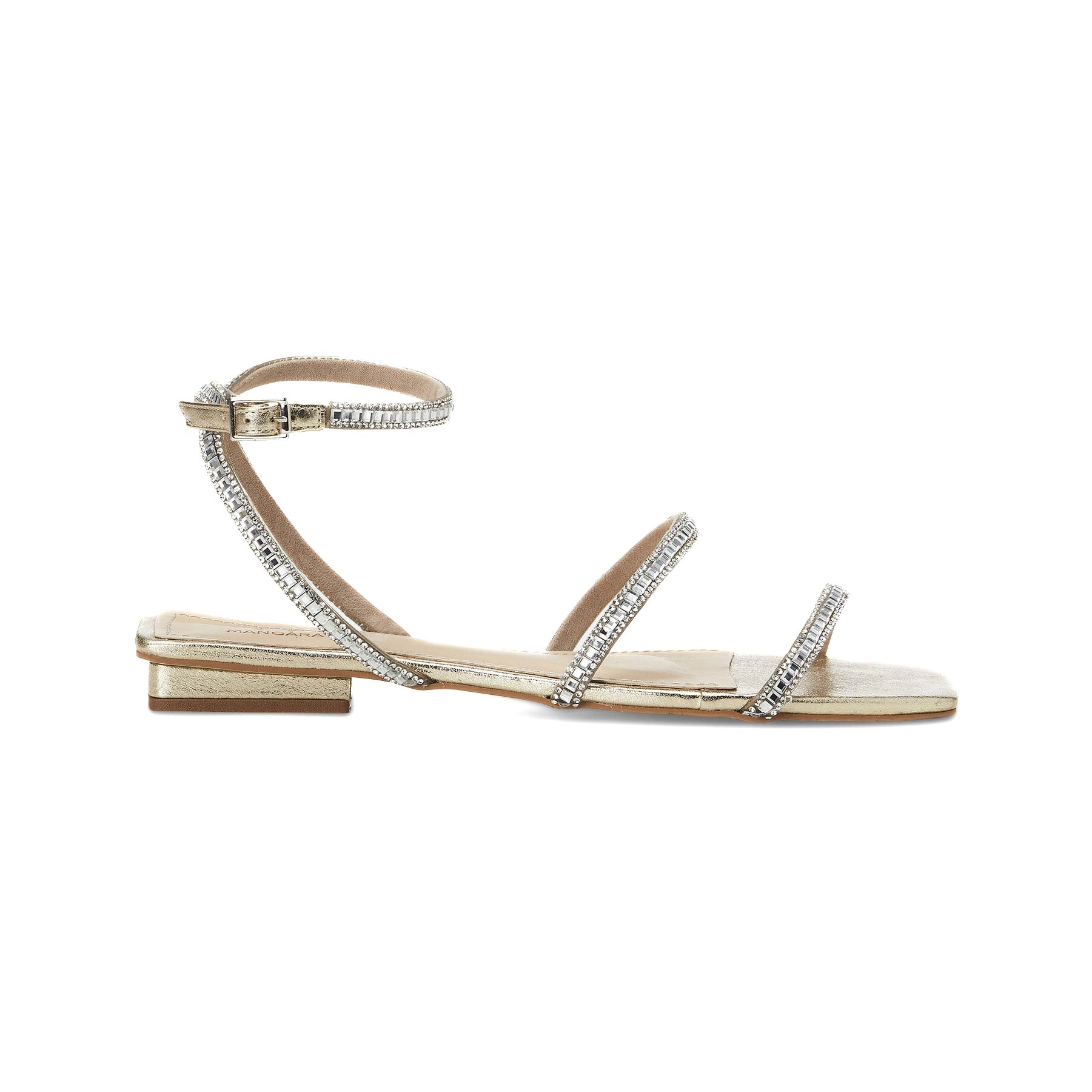 Silver Leather Flat Sandals – Handcrafted with Crystal Straps