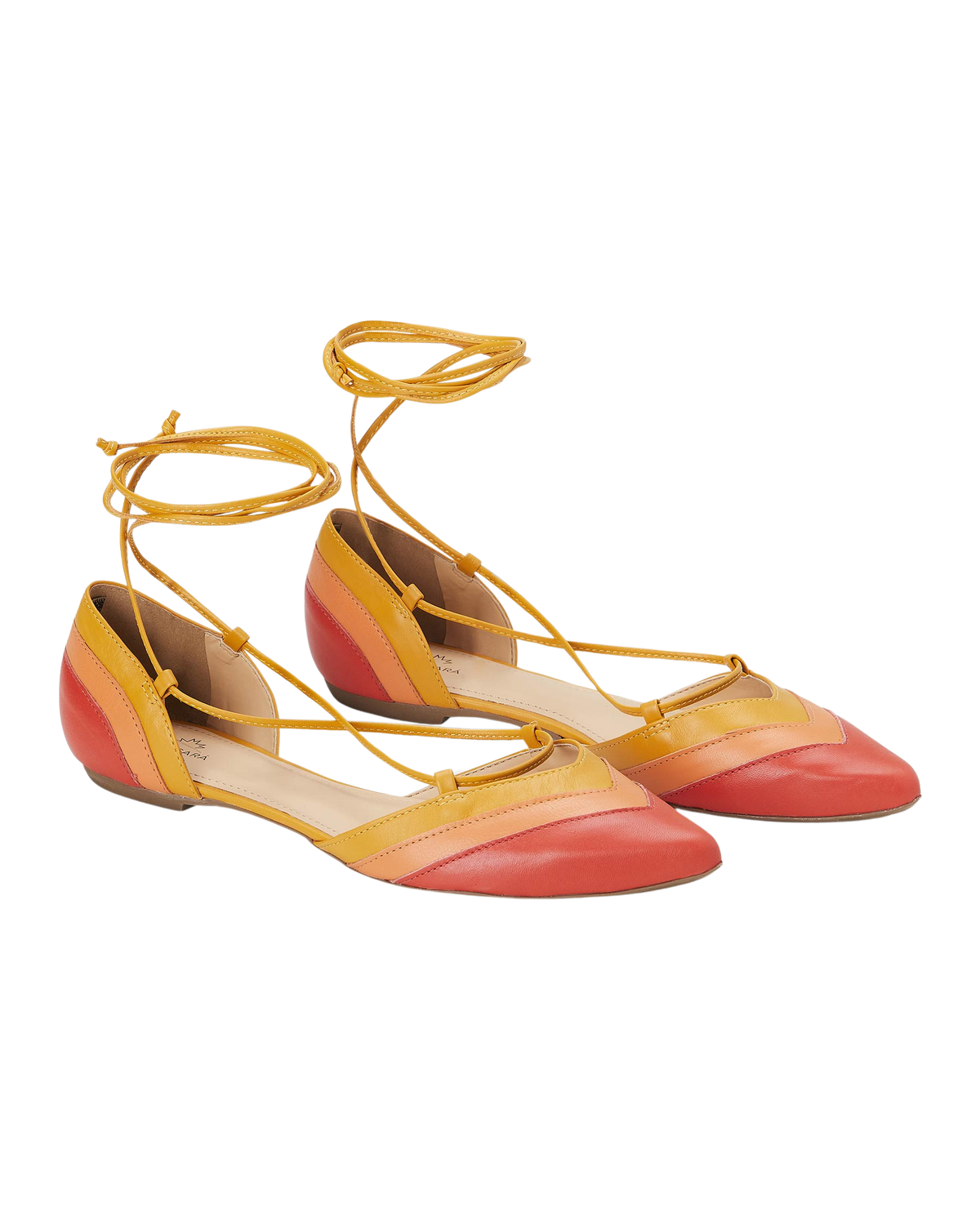 Mangara Atelier Cereja Rote Farbblock-Lederschnürschuhe – Paaransicht – SKU 222E0610