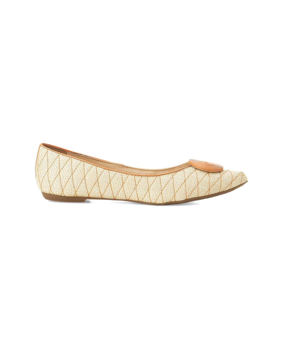Ballerinas aus beigem Raffialeder von Mangará Atelier – Vorderansicht – SKU 222E062238