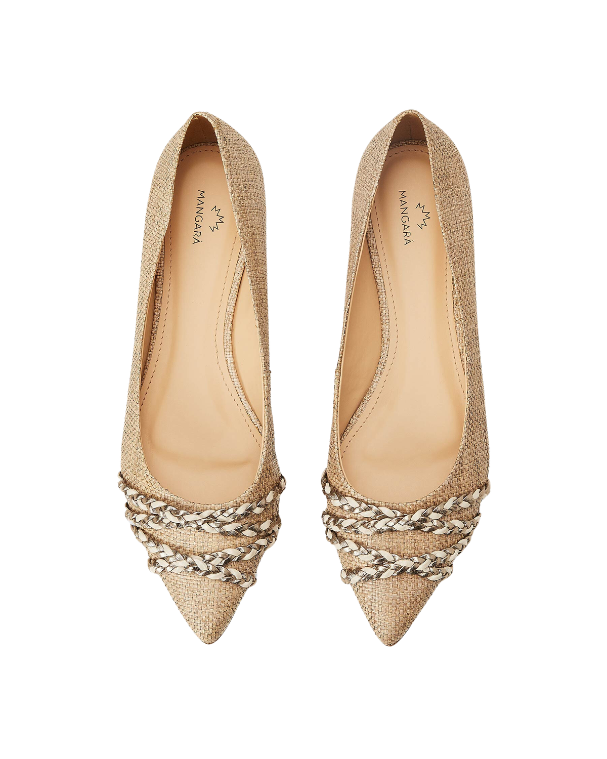 Mangara Atelier Guarandi Ballerinas aus natürlichem Raffiabast – Draufsicht – SKU 222E0726