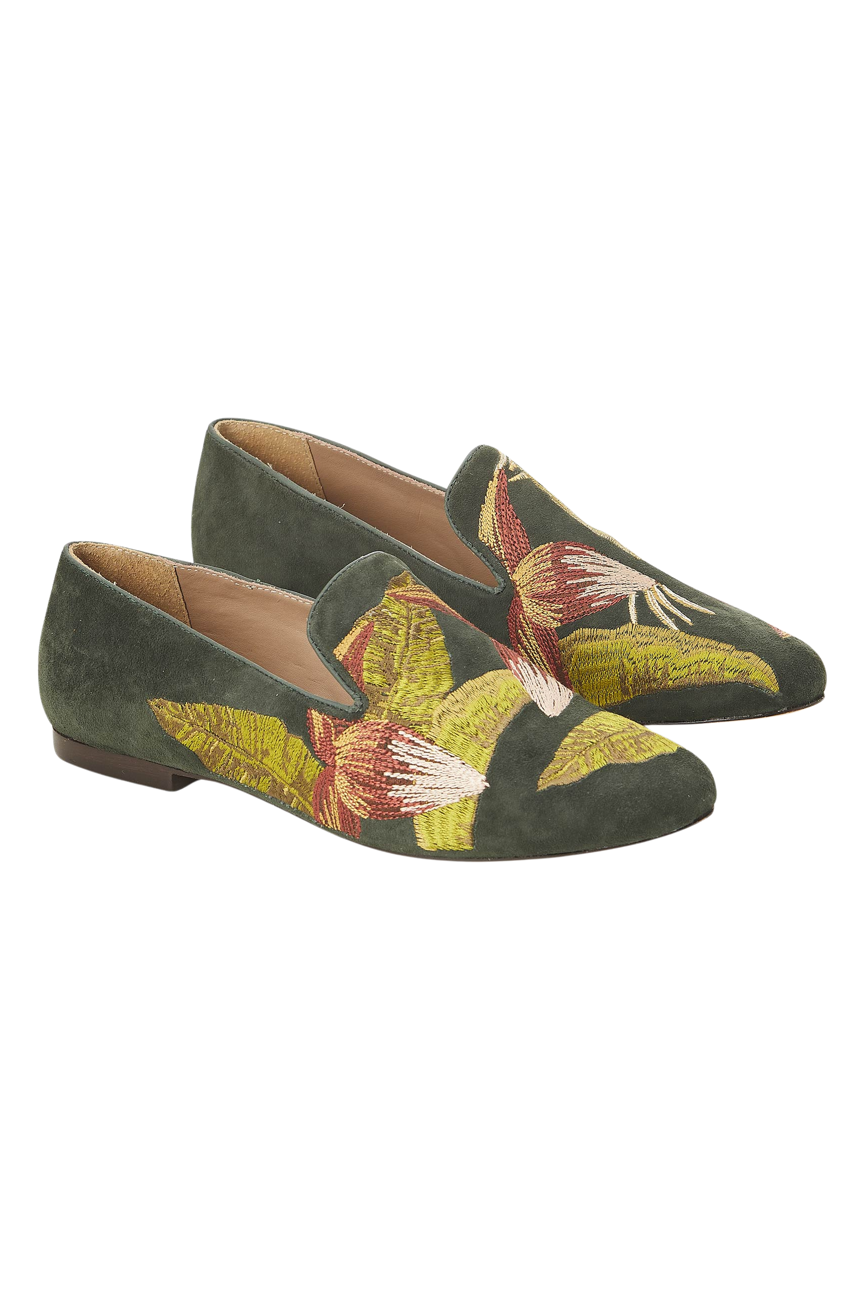 Mangara Atelier Canela Green Suede Embroidered Loafers - Pair view - SKU 222F0256