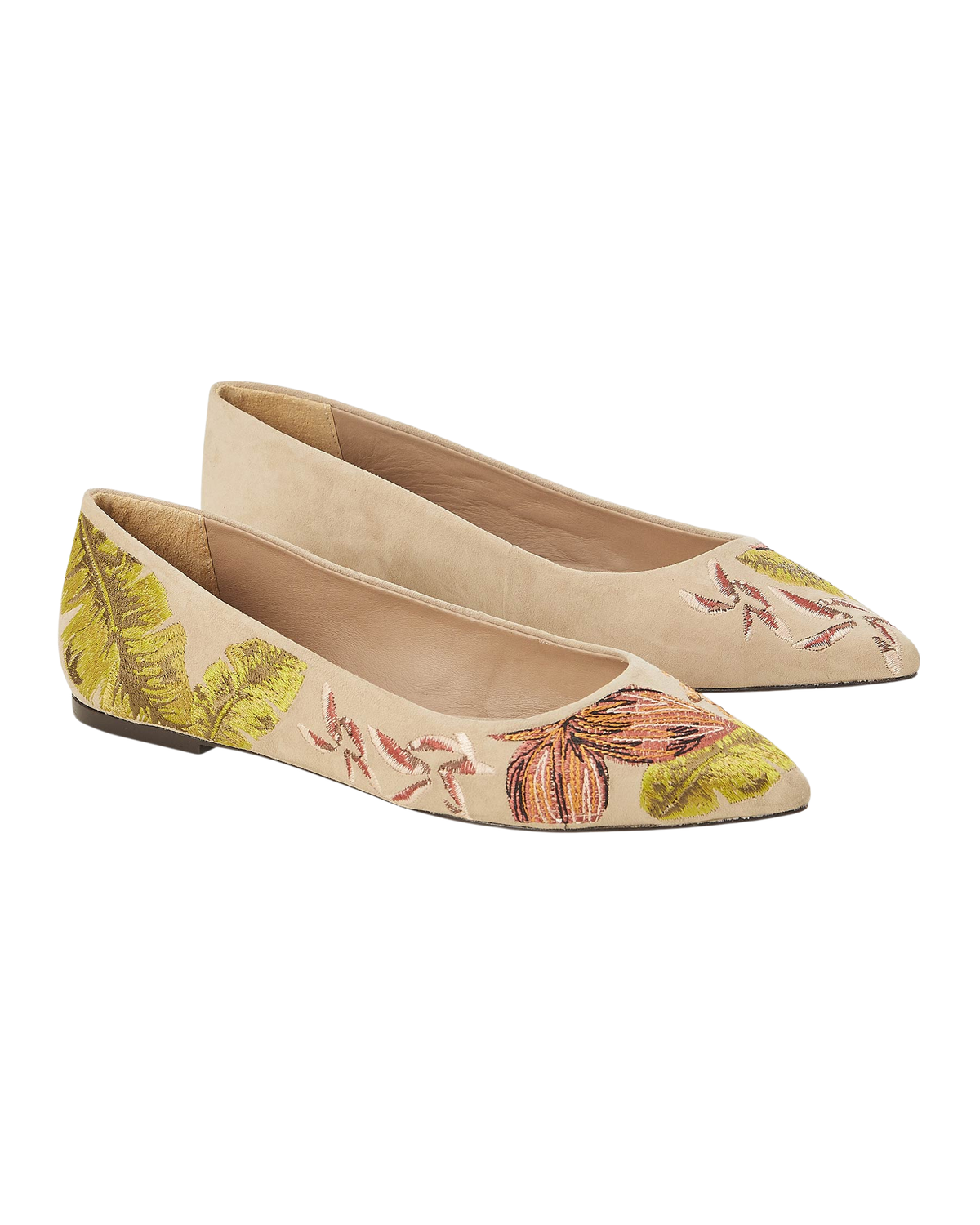 Mangara Atelier Pindaiva Beige Wildleder bestickte Ballerinas – Paaransicht – SKU 222F0628