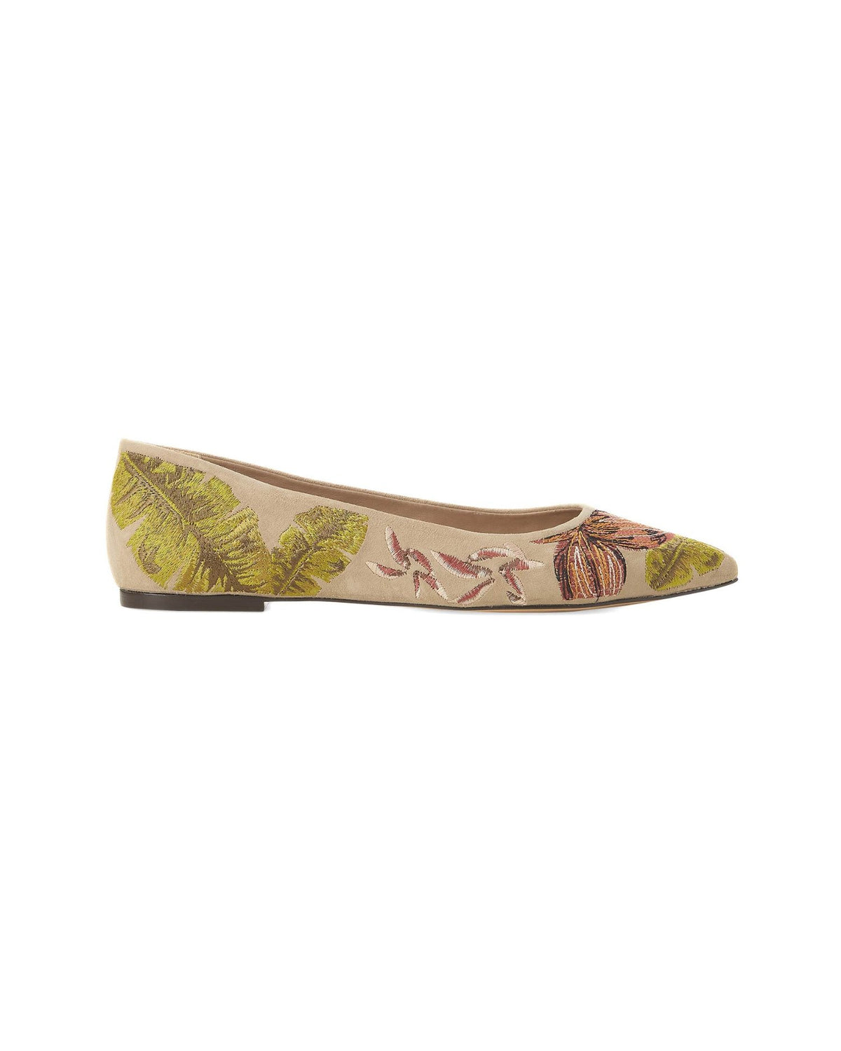 Mangará Atelier Beige Wildleder bestickte Ballerinas – Vorderansicht – SKU 222F062840