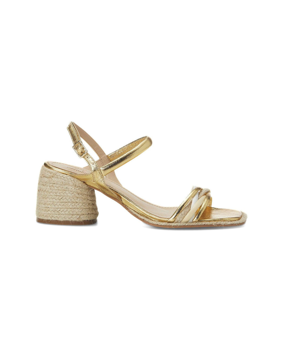 Mangará Atelier Albizia goldene Lederbast-Sandalen mit Blockabsatz – Vorderansicht – SKU 222G01AB40