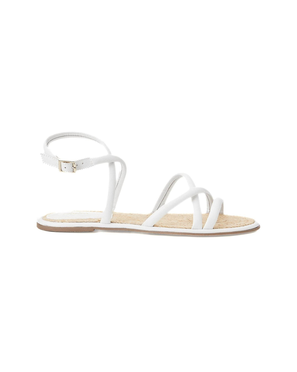 Flache Sandalen aus weißem Leder von Mangará Atelier Angico – Vorderansicht – SKU 222G01BL37