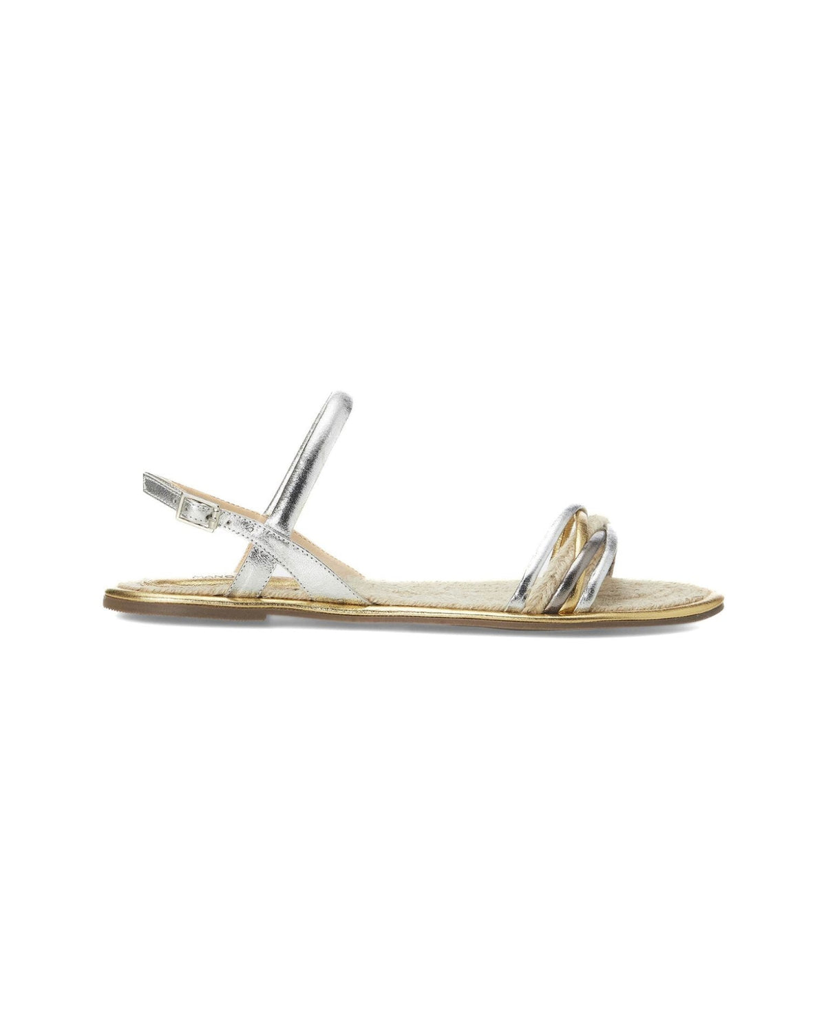 Flache Sandalen aus goldenem Leder von Mangará Atelier Albizia – Vorderansicht – SKU 222G01BM37