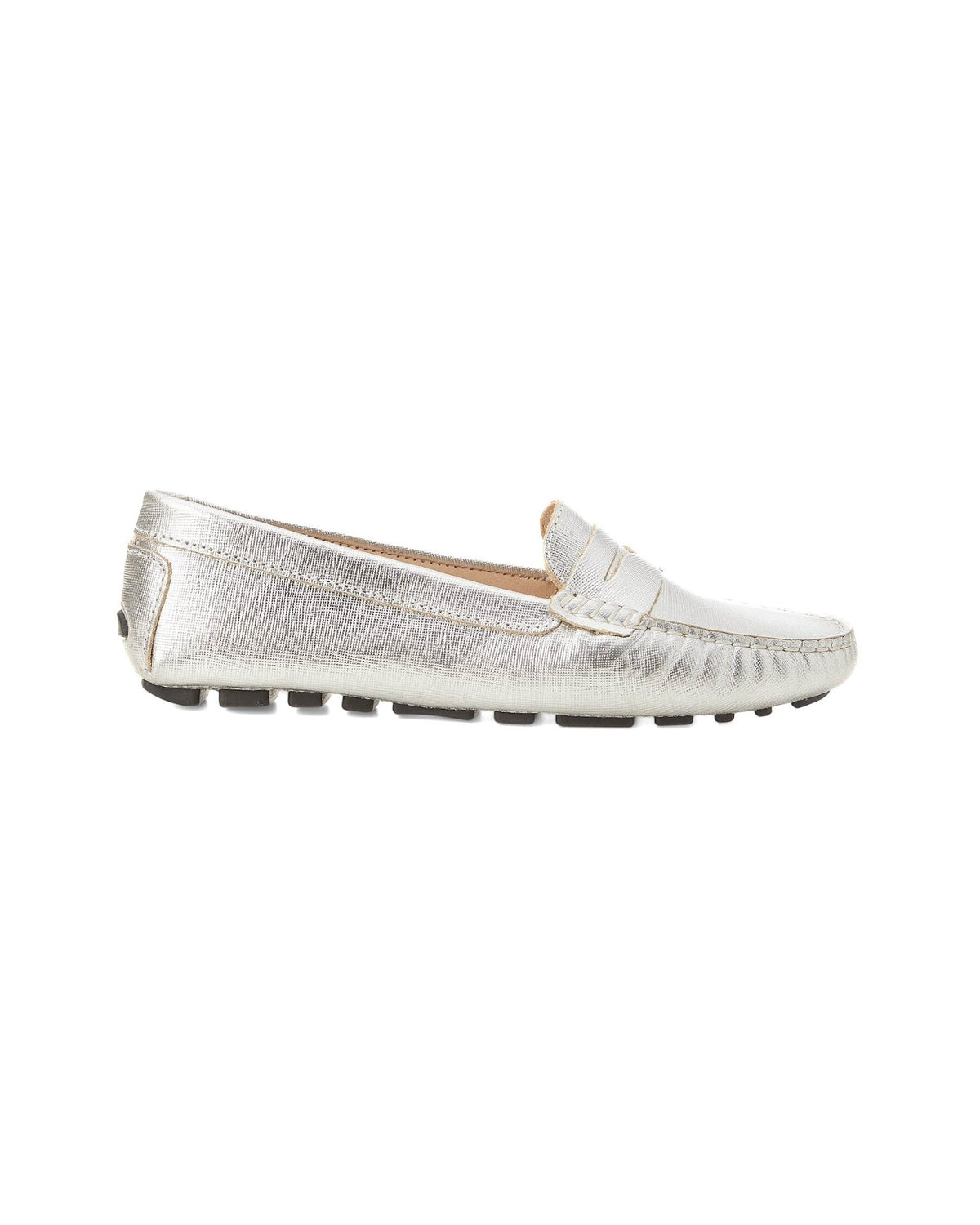 Mangará Atelier Angico Penny-Loafer aus silbernem Kalbsleder – Vorderansicht – SKU 222H020537
