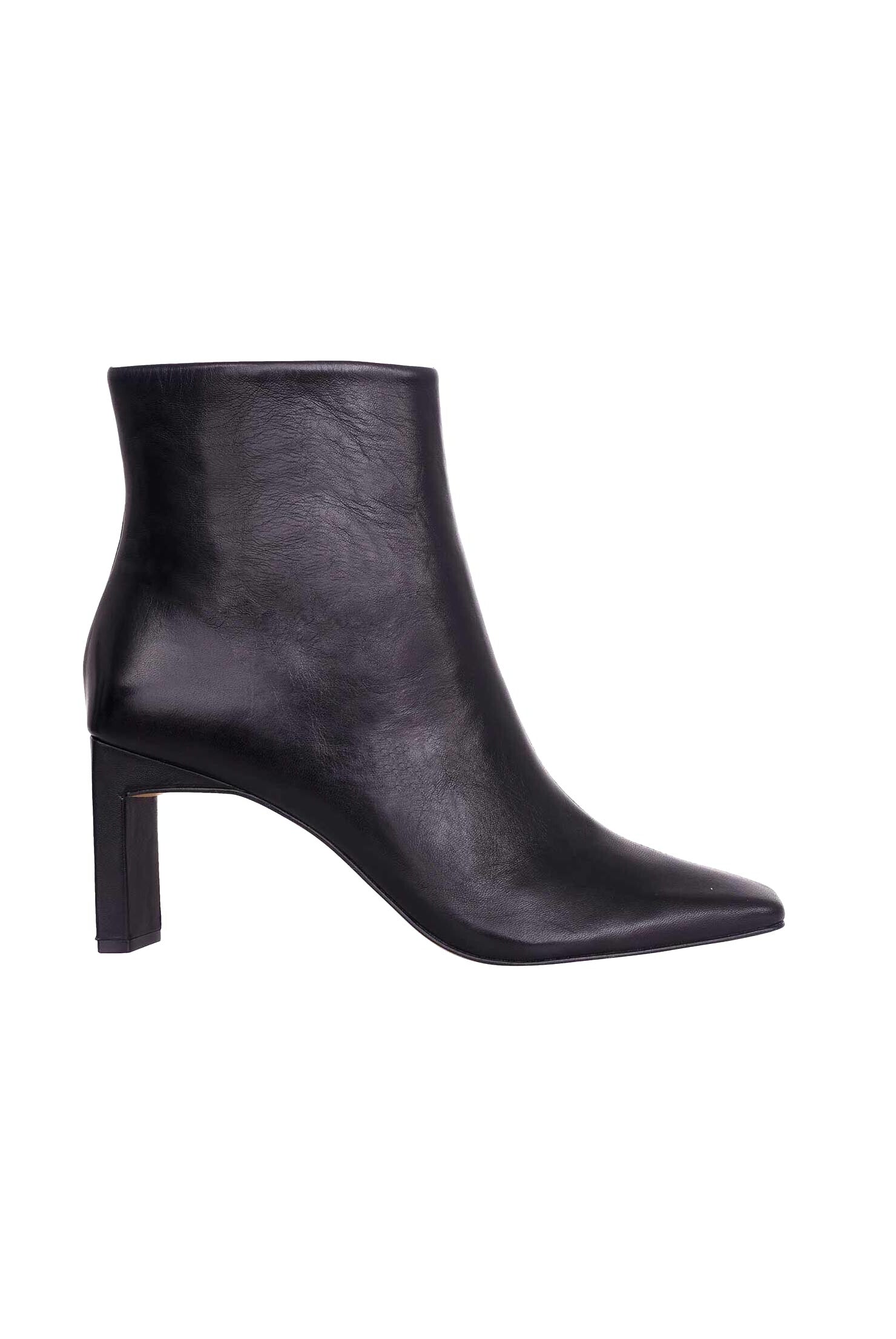 Mangará Atelier Black Goat Leather Ankle Boots – Front View – SKU 377CA4MBL37