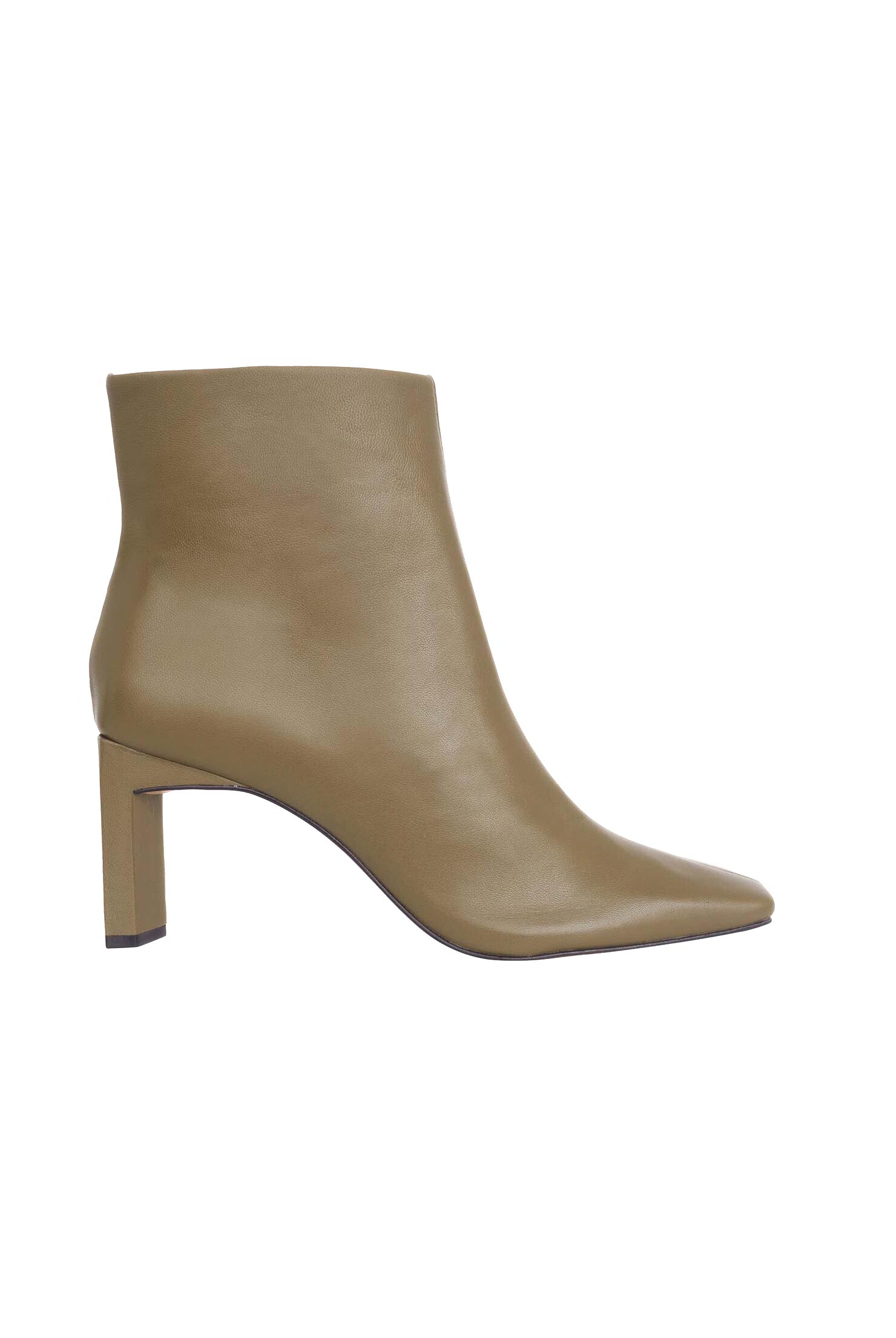Mangará Atelier Olive Green Goat Leather Ankle Boots – Front View – SKU 377CA4MMU37