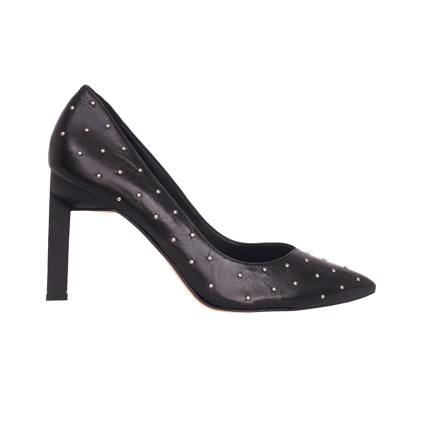 Black Brushed Leather Pumps Callisia – Women’s High Heels with Metal Studs