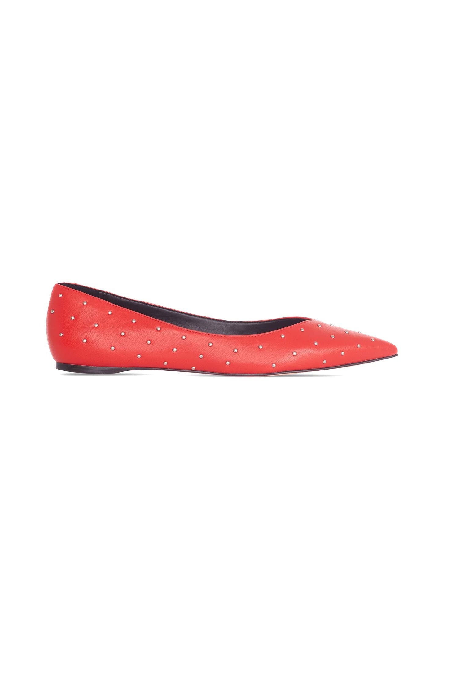 Mangará Atelier Hamelia Red Leather Studded Ballerinas – Front View – SKU 505FA1MVE38