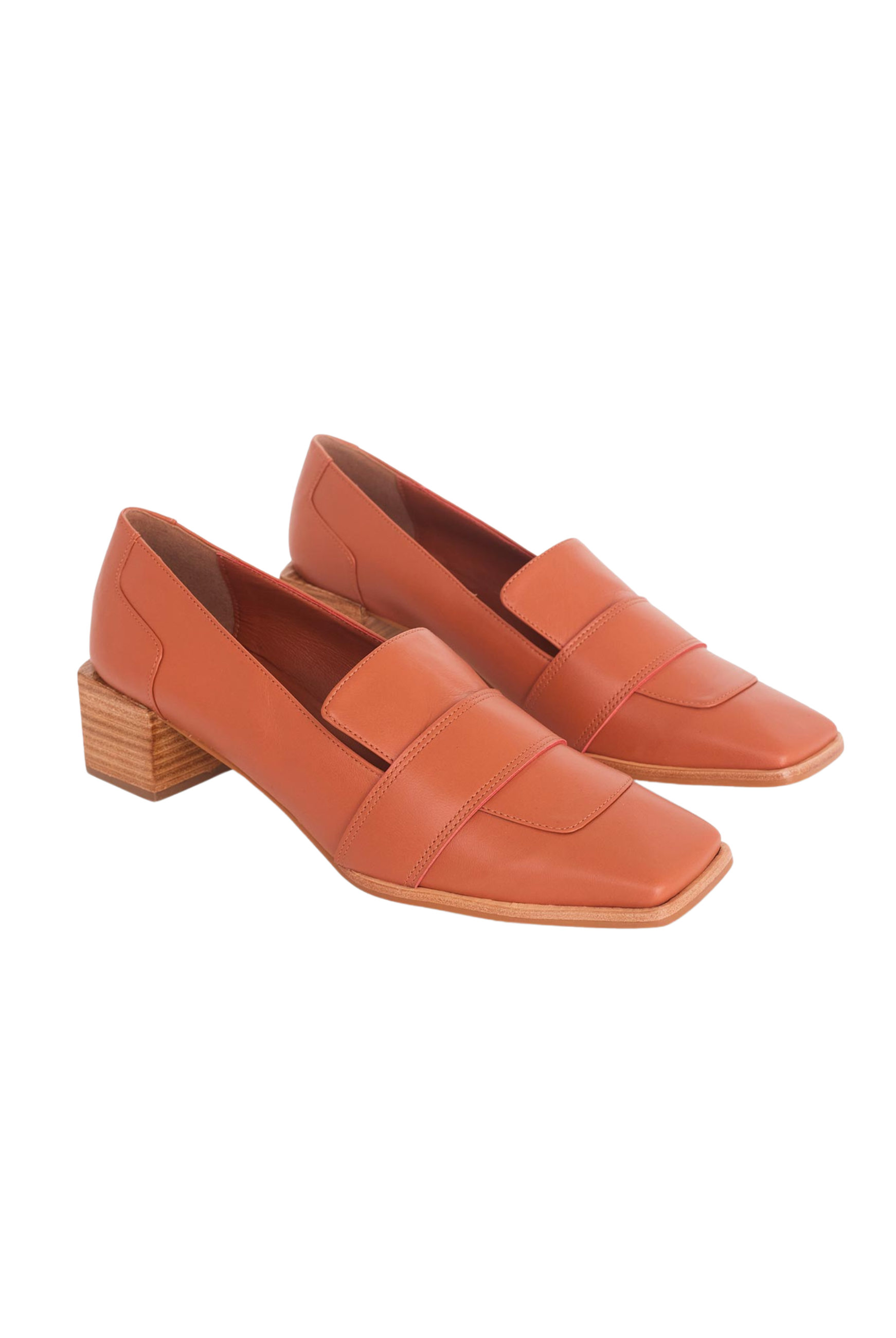 Mangara Atelier Louro Caramel Calf Leather Loafers 4cm wooden block heel - Pair view - SKU MOAD