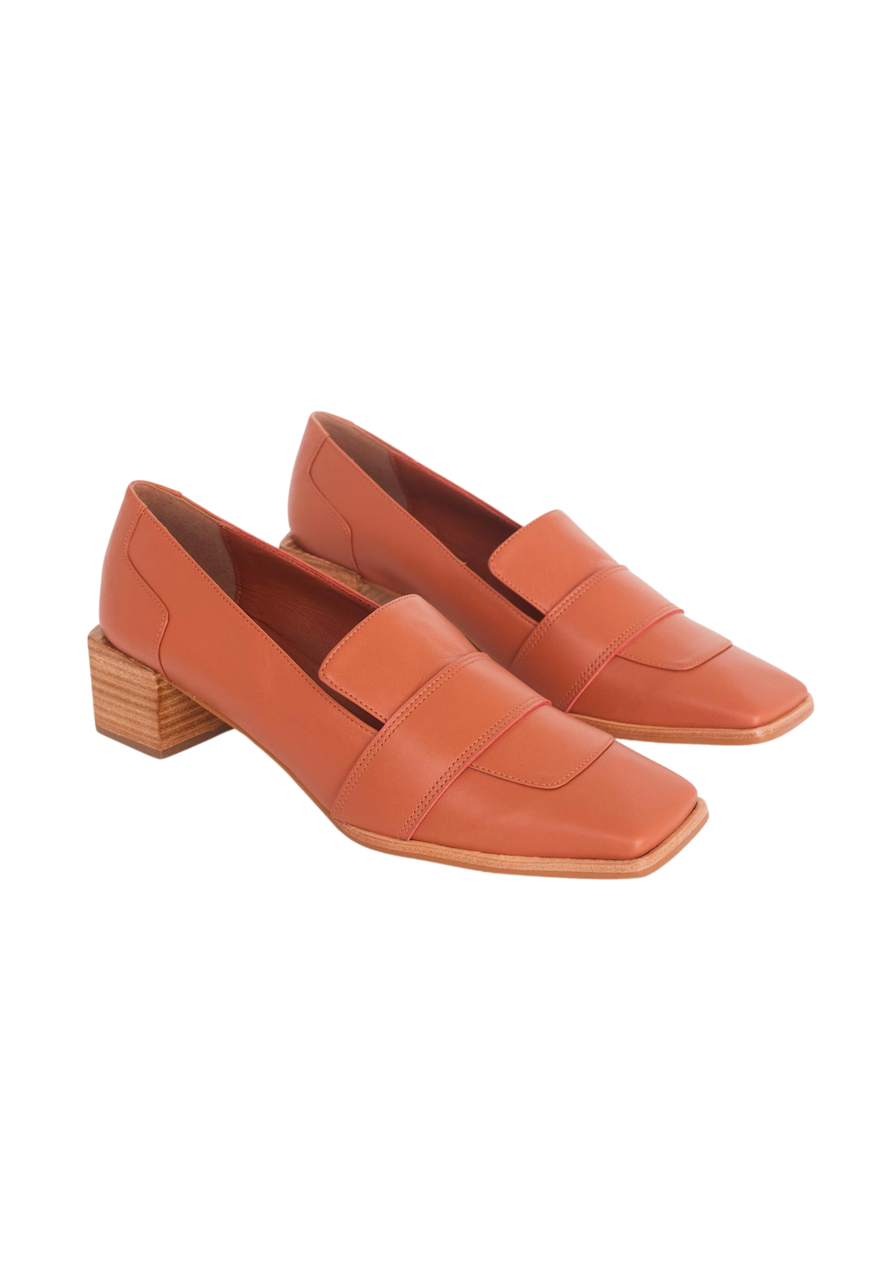 Mangara Atelier Louro Caramel Calf Leather Loafers 4cm wooden block heel - Pair view - SKU MOAD