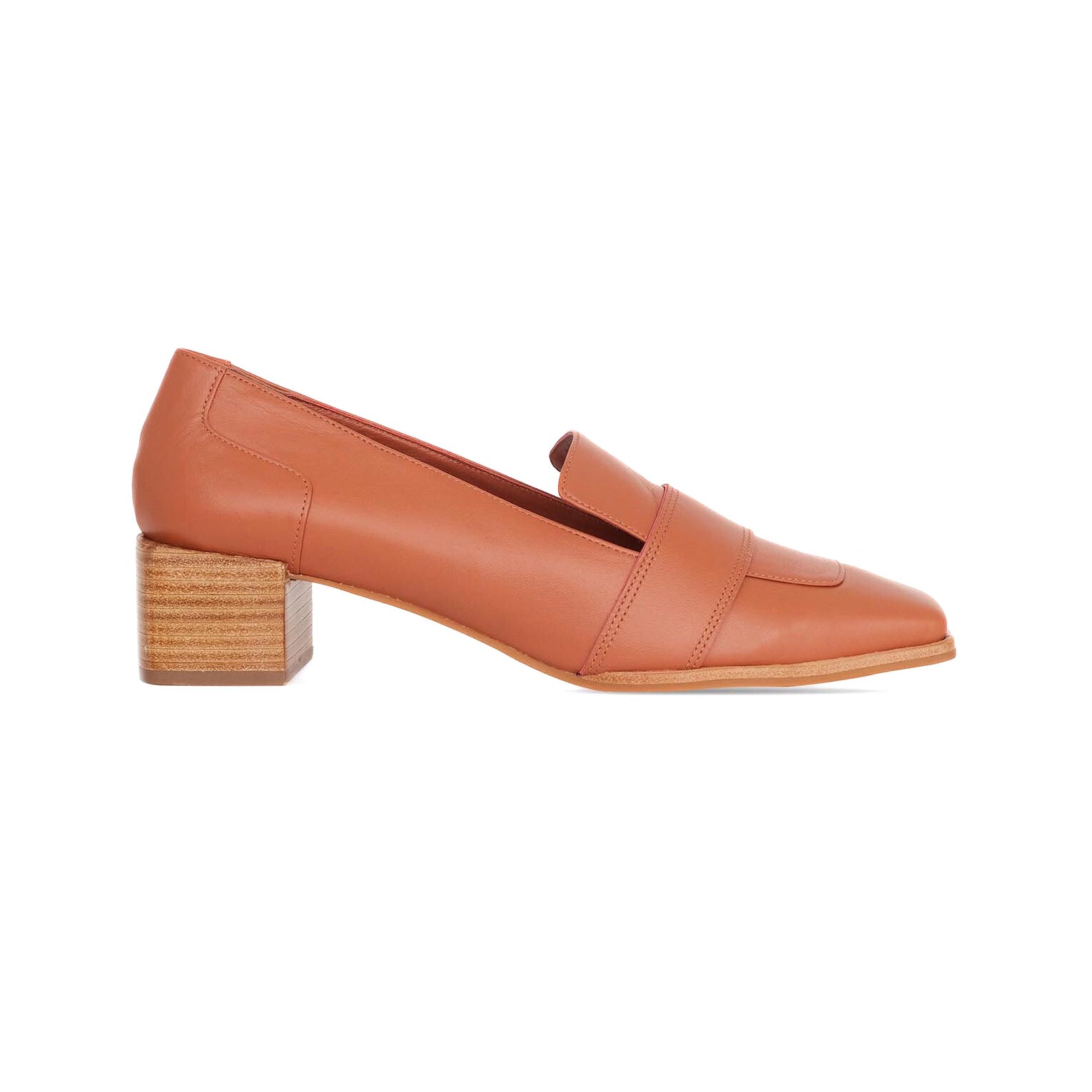 Brown Calf Leather Loafers Louro – Women’s 4cm Block Heel