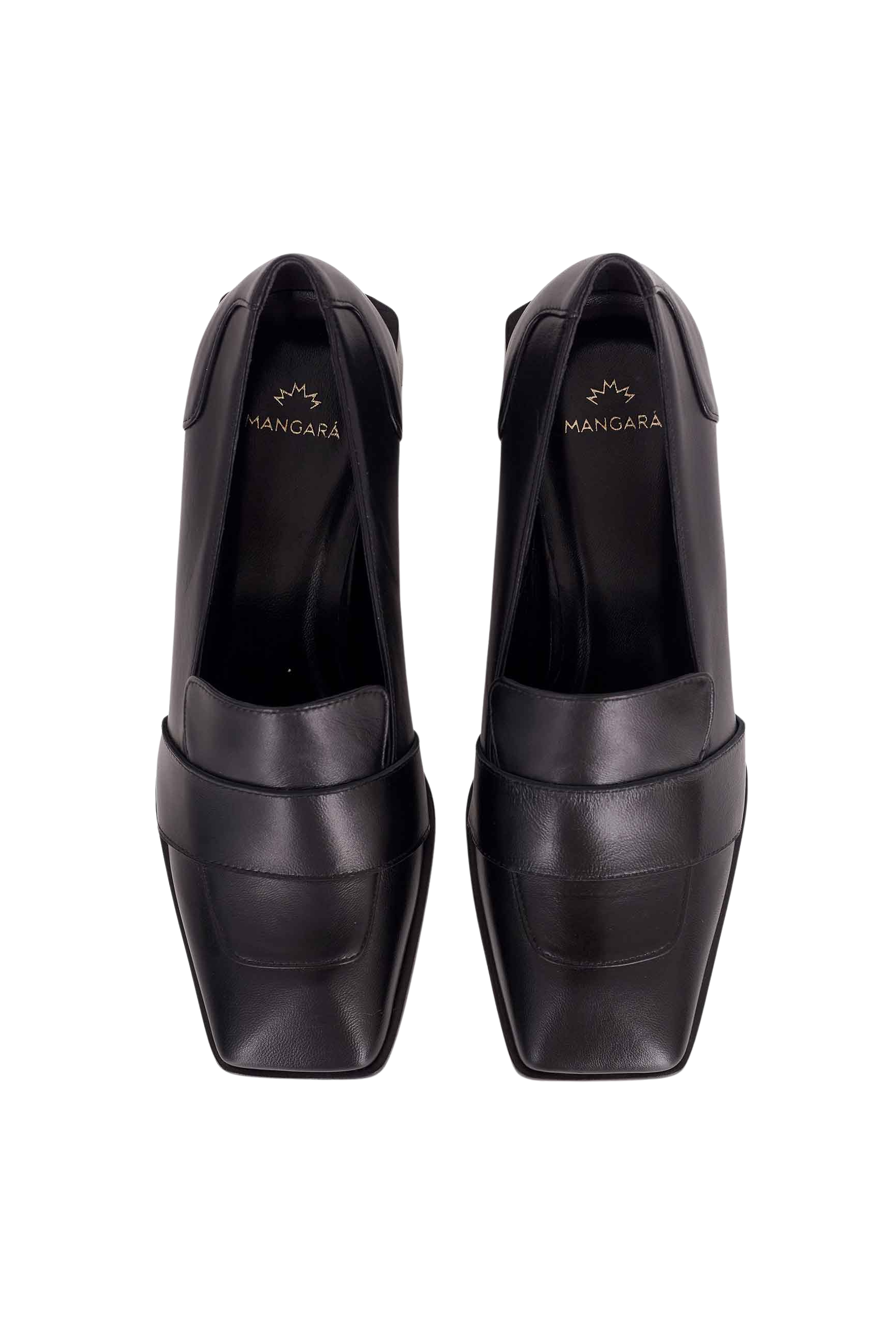 Mangara Atelier Louro Black Calf Leather Loafers 4cm block heel - Pair view - SKU MOPR
