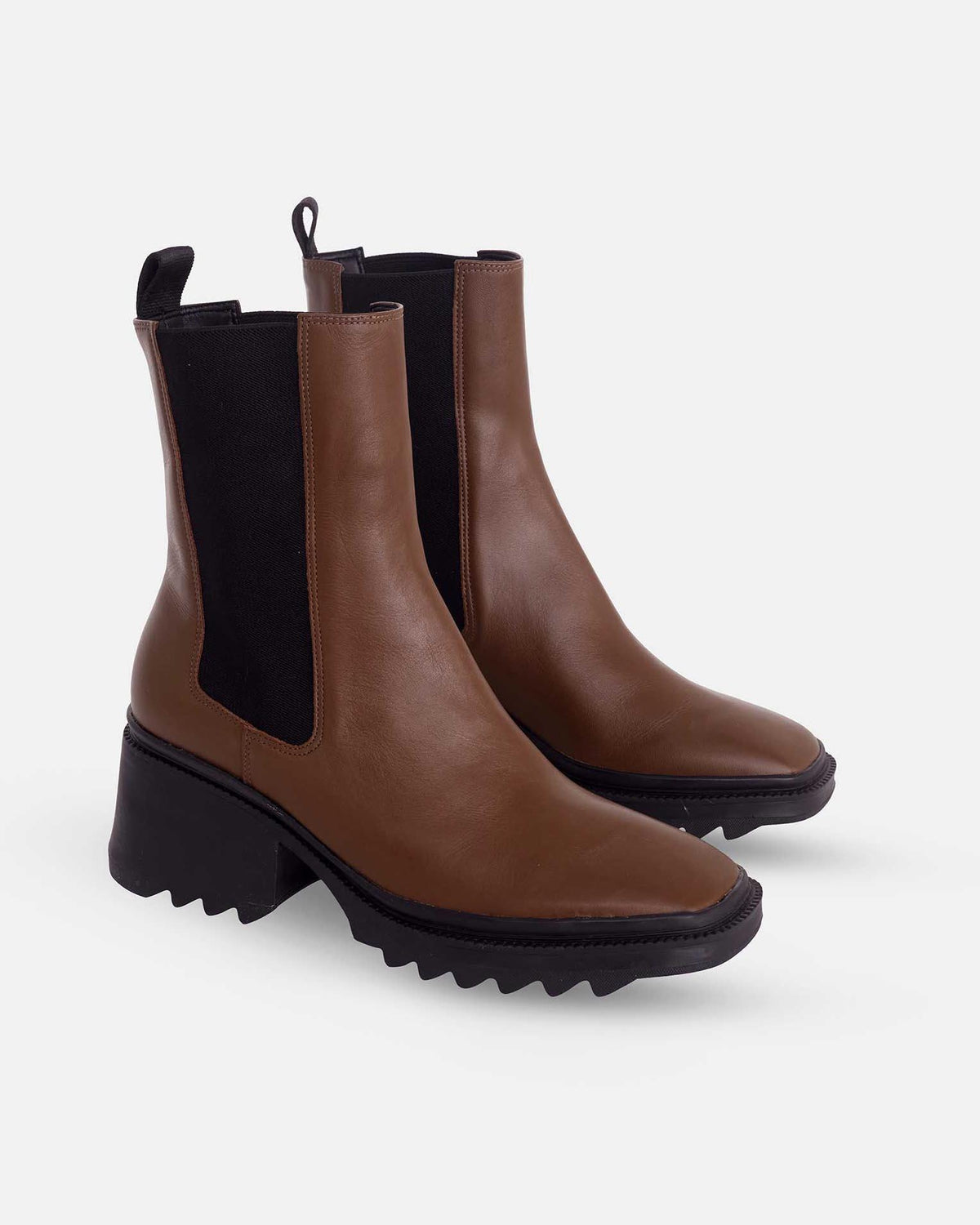 Mangará Women's Ankle Boots Arachis Goat Leather - Combat Boot - 7.8cm Block Heel - Brown