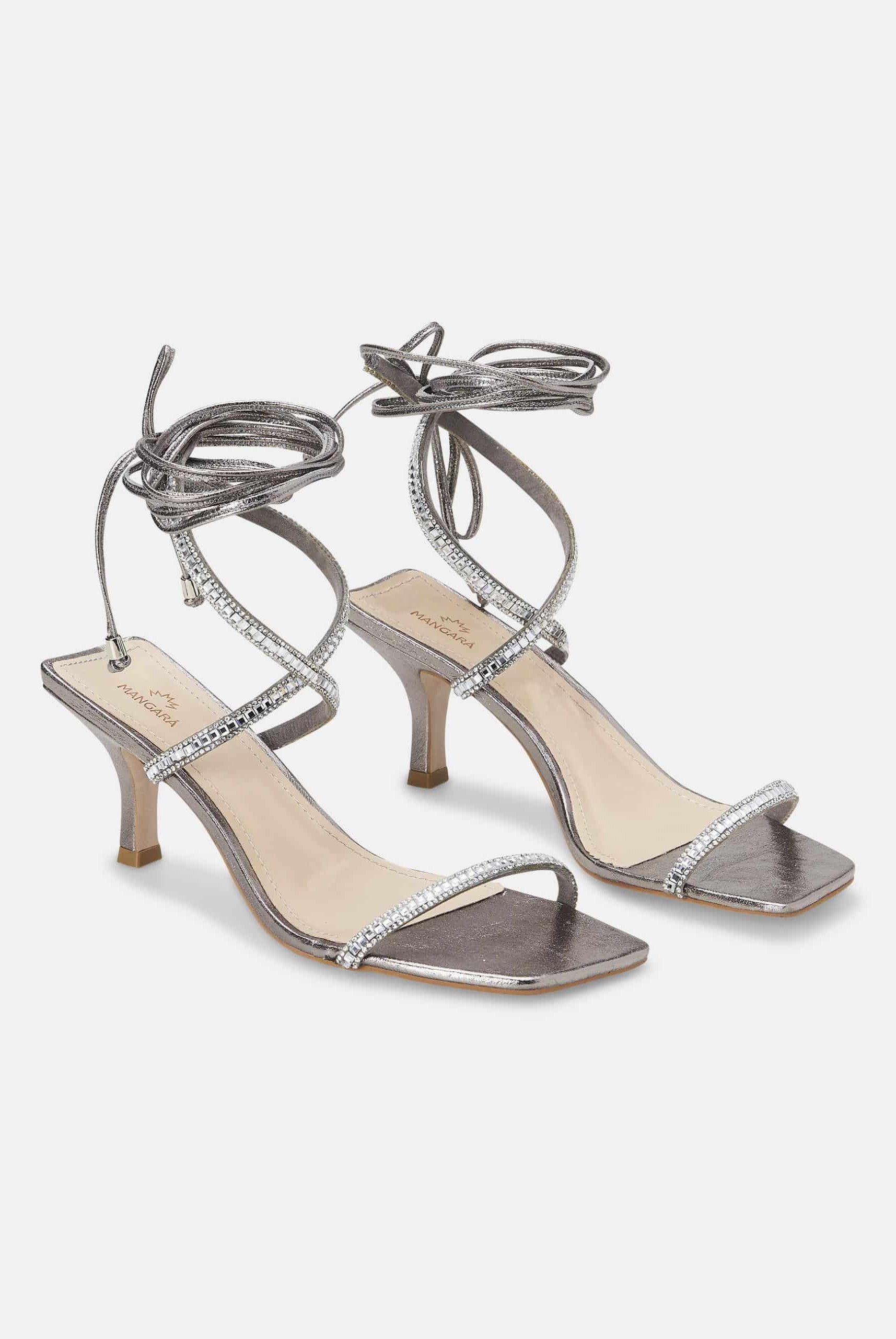 Mangará Aroeira Women's Sandales - 8cm Heel - crystal embellished straps