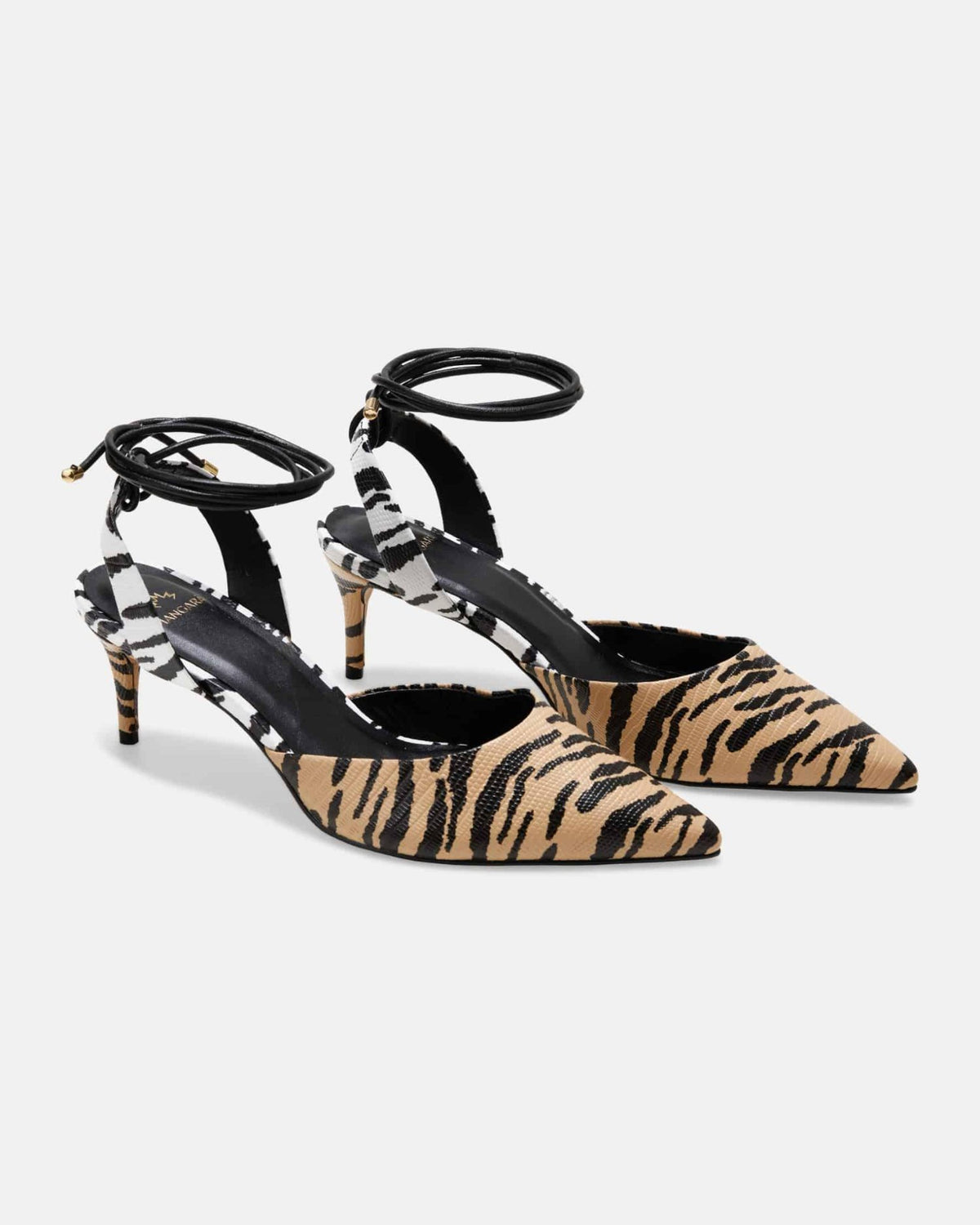 Mangará Atelier Animal Print Calf Leather Strappy Heels – Side View – SKU 222A135037