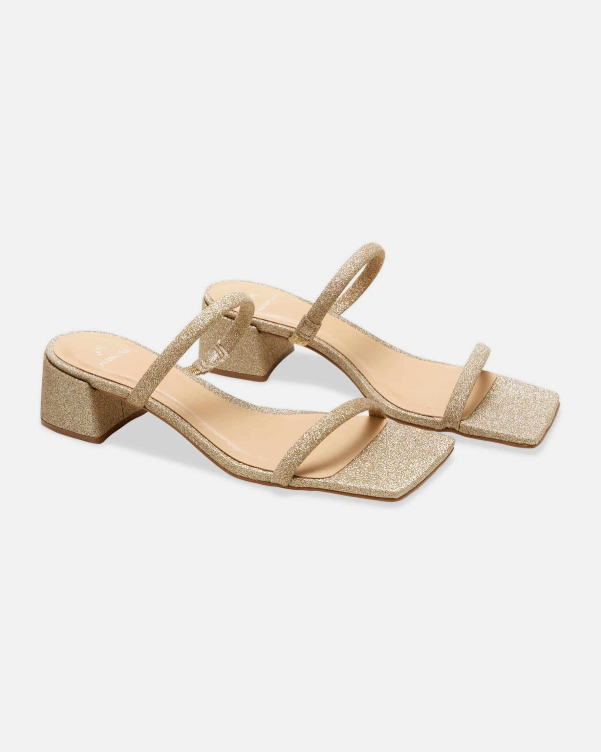 Mangará Atelier Gold Textile Mules mit niedrigem Blockabsatz – Seitenansicht – SKU 222A090638
