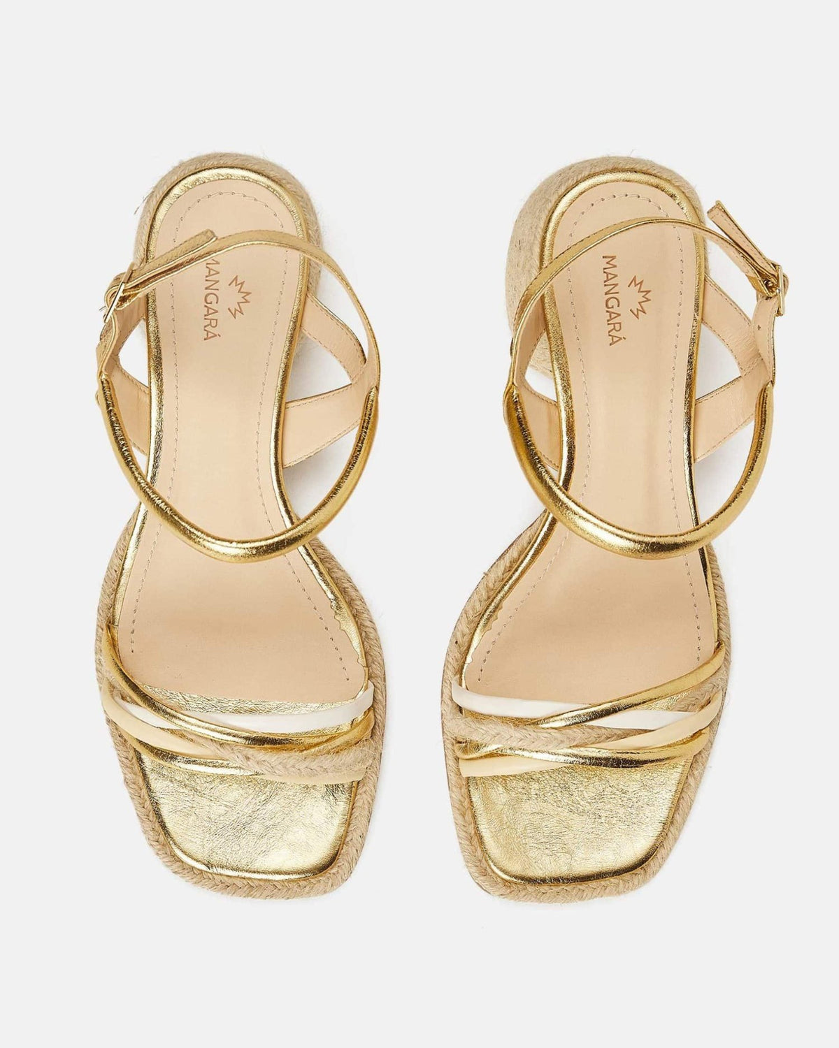 Mangará Albizia Damen-Sandalen aus Naturbast und Leder – 7 cm Blockabsatz