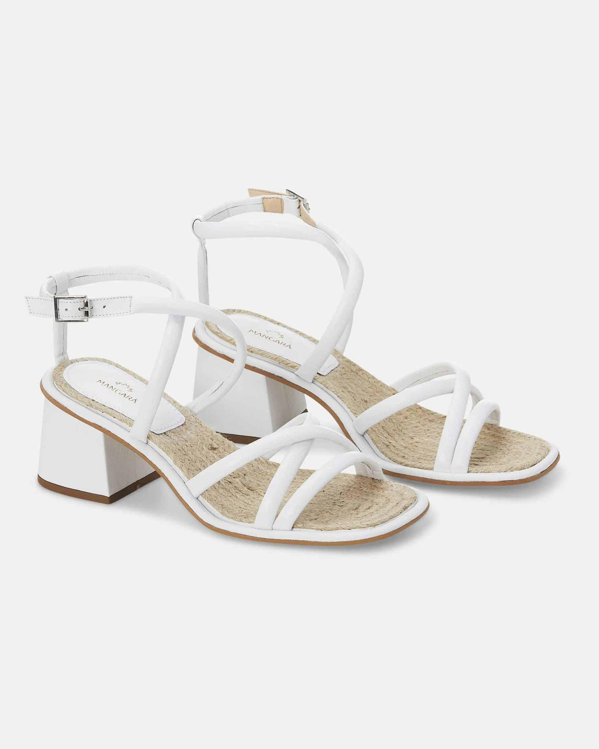 Mangará Bromélia Damen-Sandalen aus Leder – 7 cm Blockabsatz