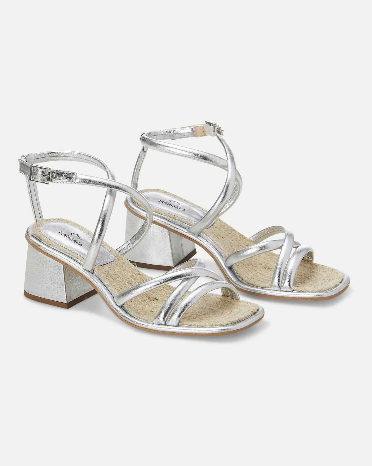 Mangará Bromélia Damen-Sandalen aus Leder – 7 cm Blockabsatz
