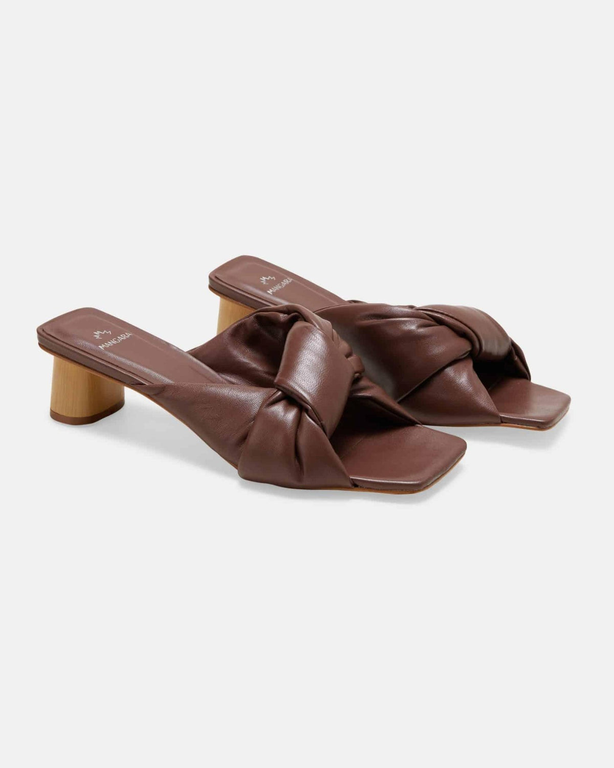 Mangará Atelier Carobá Chocolat dunkelbraune Lederpantoletten – Seitenansicht – SKU 222A094337