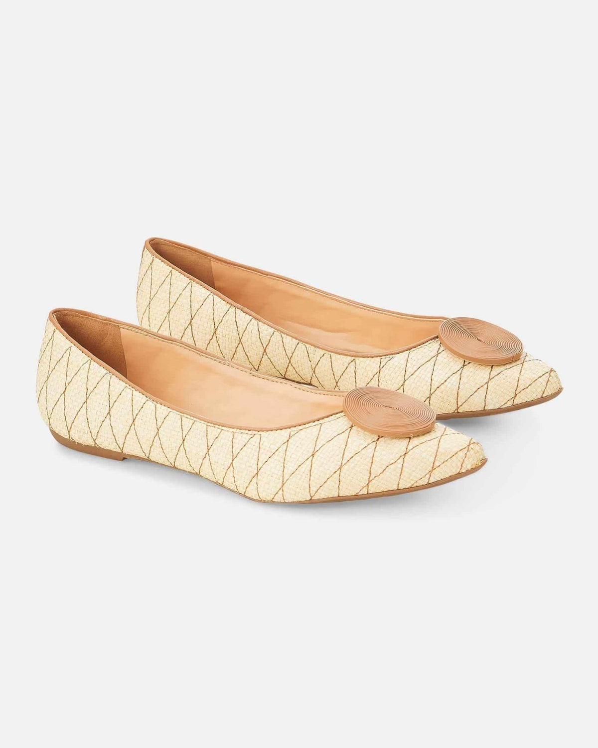 Mangará Atelier Ballerinas aus naturbraunem Bastleder – Seitenansicht – SKU 222E062338