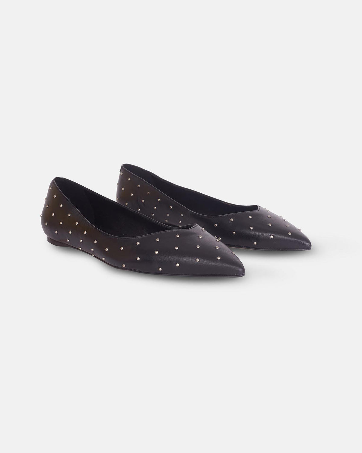 Schwarze Ballerinas aus Leder mit Nieten von Mangará Atelier – Seitenansicht – SKU 505FA1MBL38