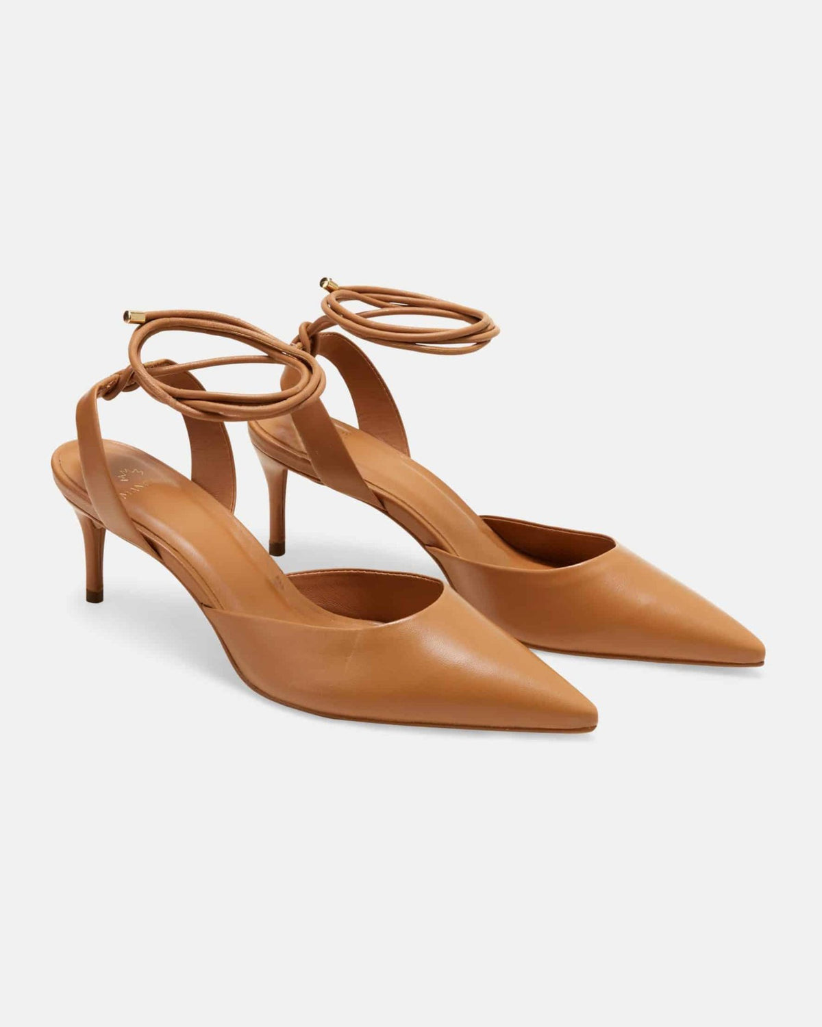 Mangará Atelier Caramel Leather Slingback Heels – Strap Detail – SKU 222A134238