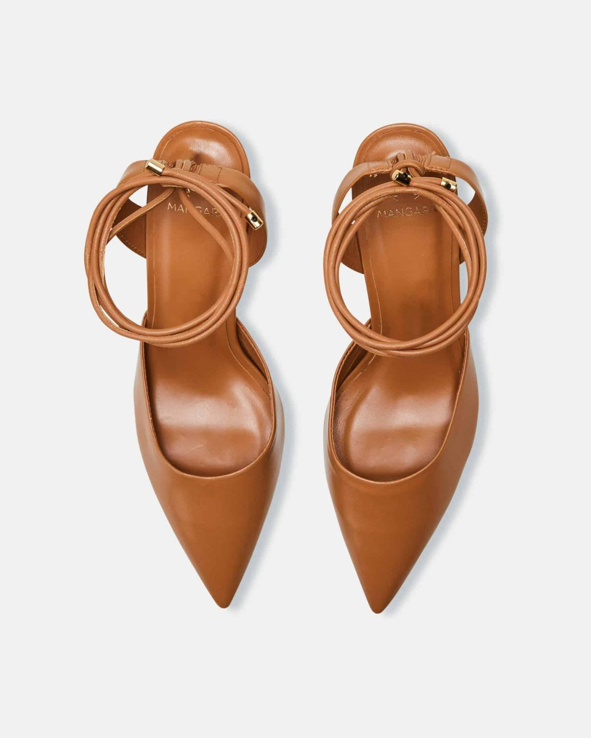 Mangará Atelier Caramel Leather Slingback Heels – Sole View – SKU 222A134238