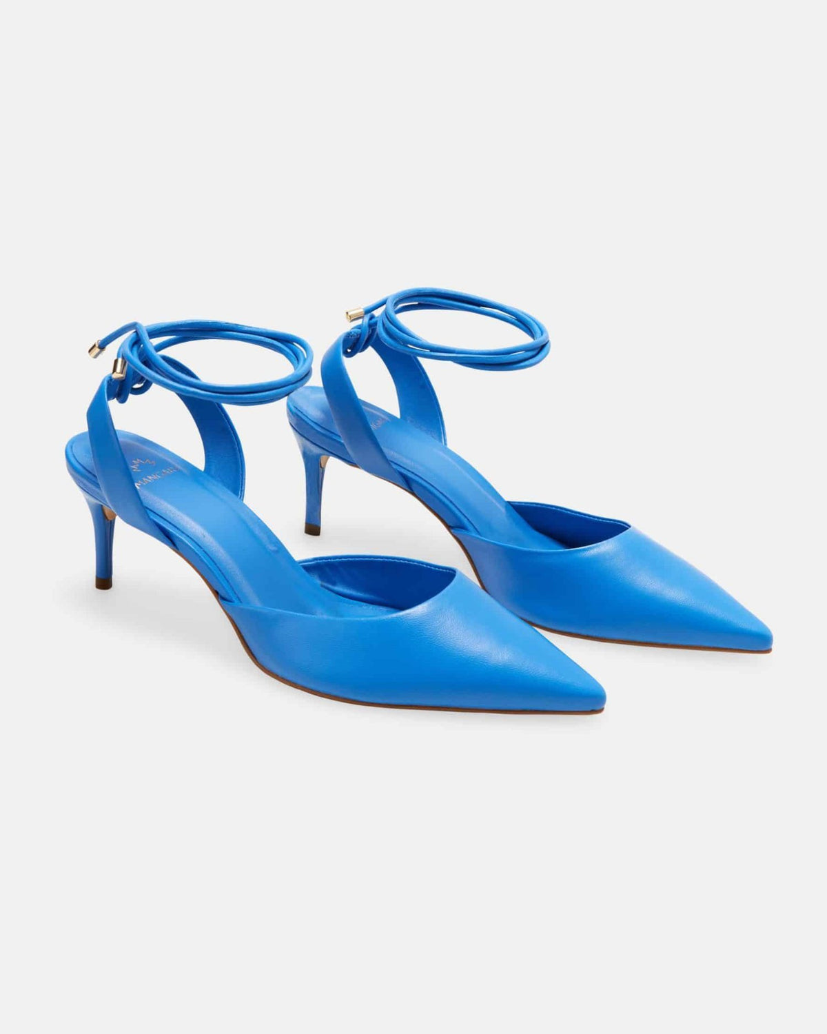 Mangará Atelier Blue Leather Slingback Pointed Toe Heels – Side View – SKU 222A134638
