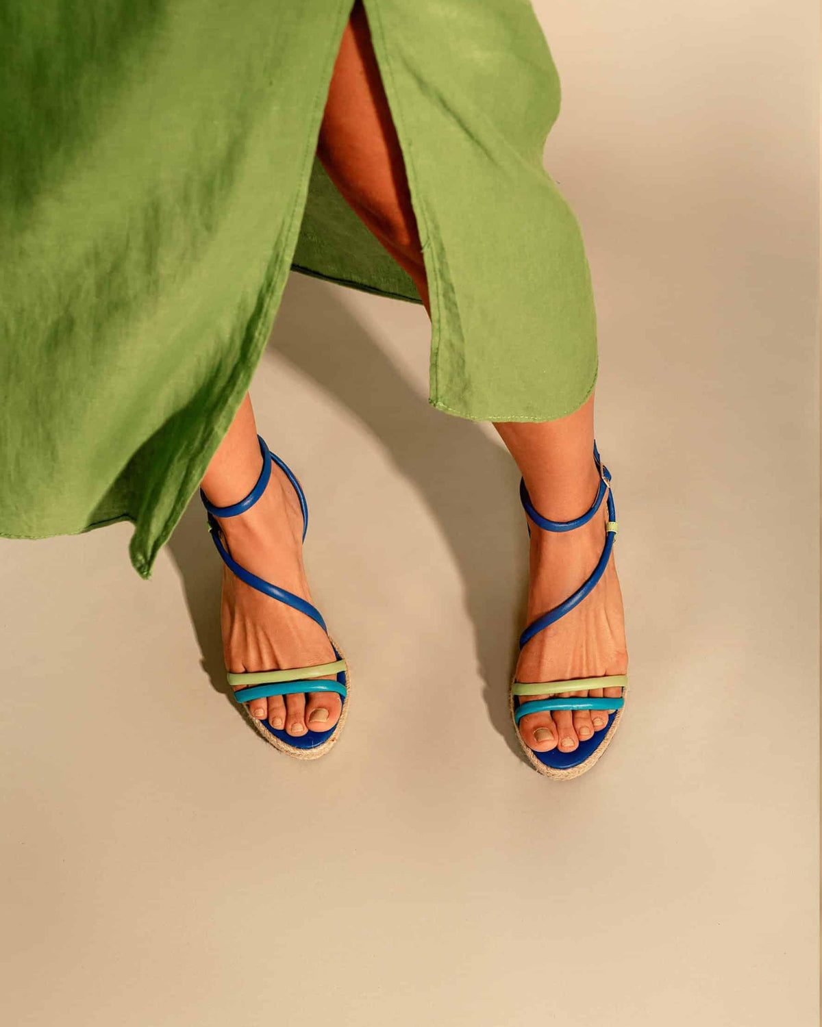 Mangará Atelier Espadrille-Wedges aus blauem Leder – Seitenansicht – SKU 222G15AH37