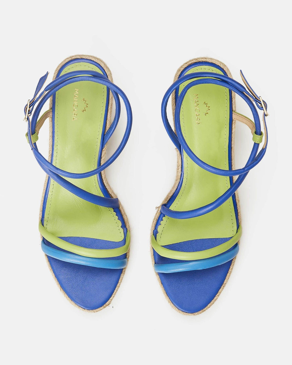 Mangará Atelier Espadrille-Wedges aus blauem Leder – Detailansicht – SKU 222G15AH37