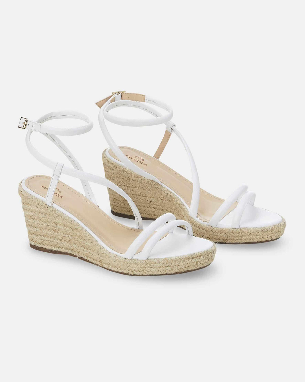 Mangará Atelier Espadrille-Wedges aus weißem Leder – Seitenansicht – SKU 222G15AA39