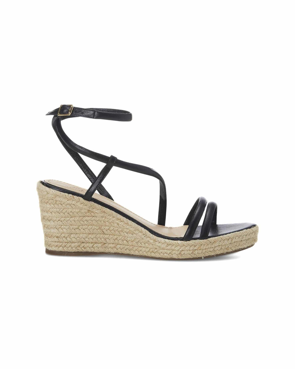 Mangará Atelier Espadrille-Wedges aus schwarzem Leder – Vorderansicht – SKU 222G15AB37