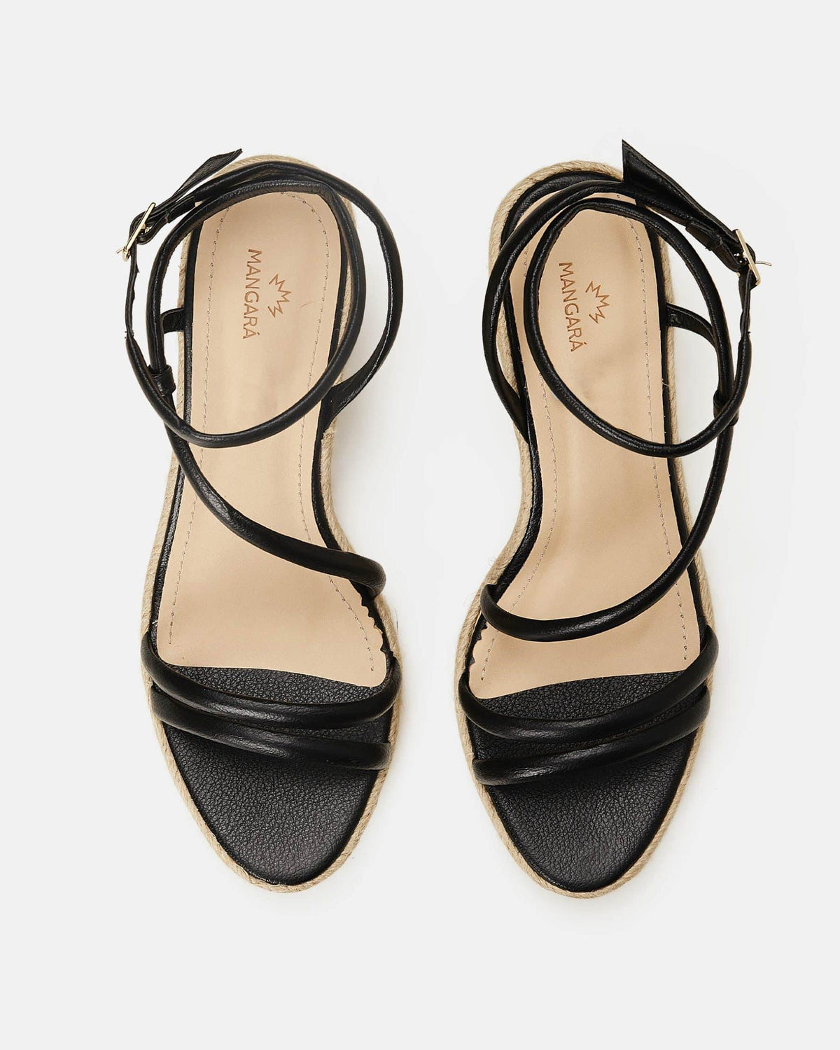Mangará Atelier Espadrille-Wedges aus schwarzem Leder – Seitenansicht – SKU 222G15AB37