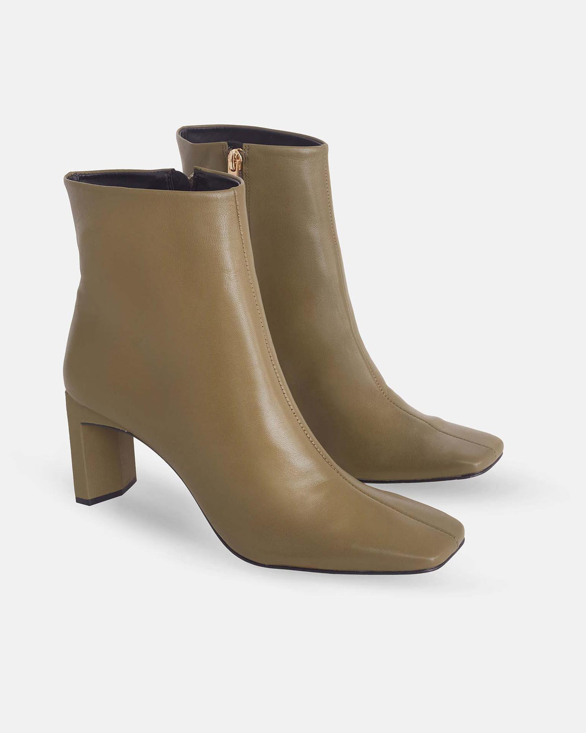 Mangará Atelier Olive Green Goat Leather Ankle Boots – Side View – SKU 377CA4MMU37
