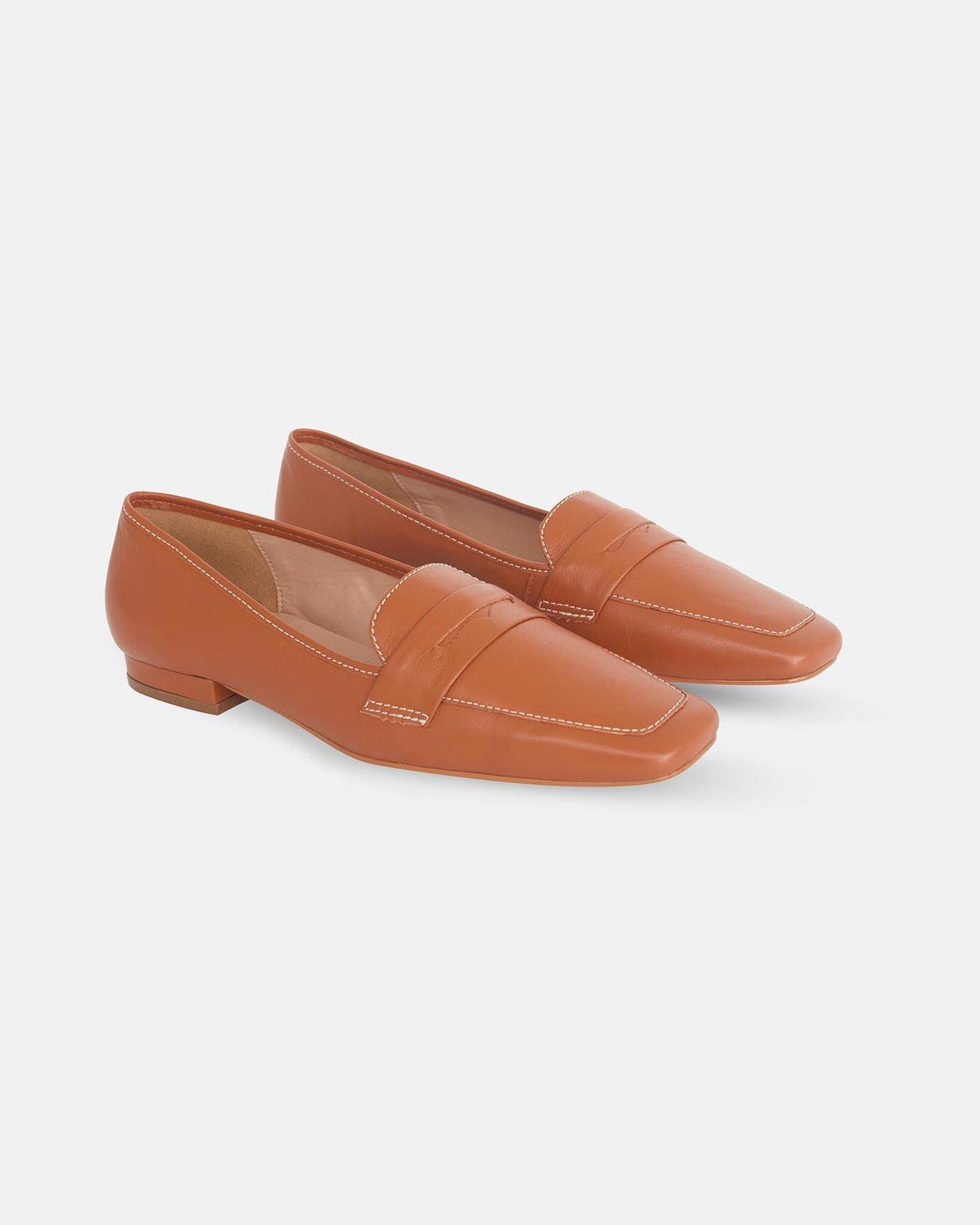 Braune Leder-Loafer von Mangará Atelier mit eckiger Zehenpartie – Seitenansicht – SKU 201NVCA37