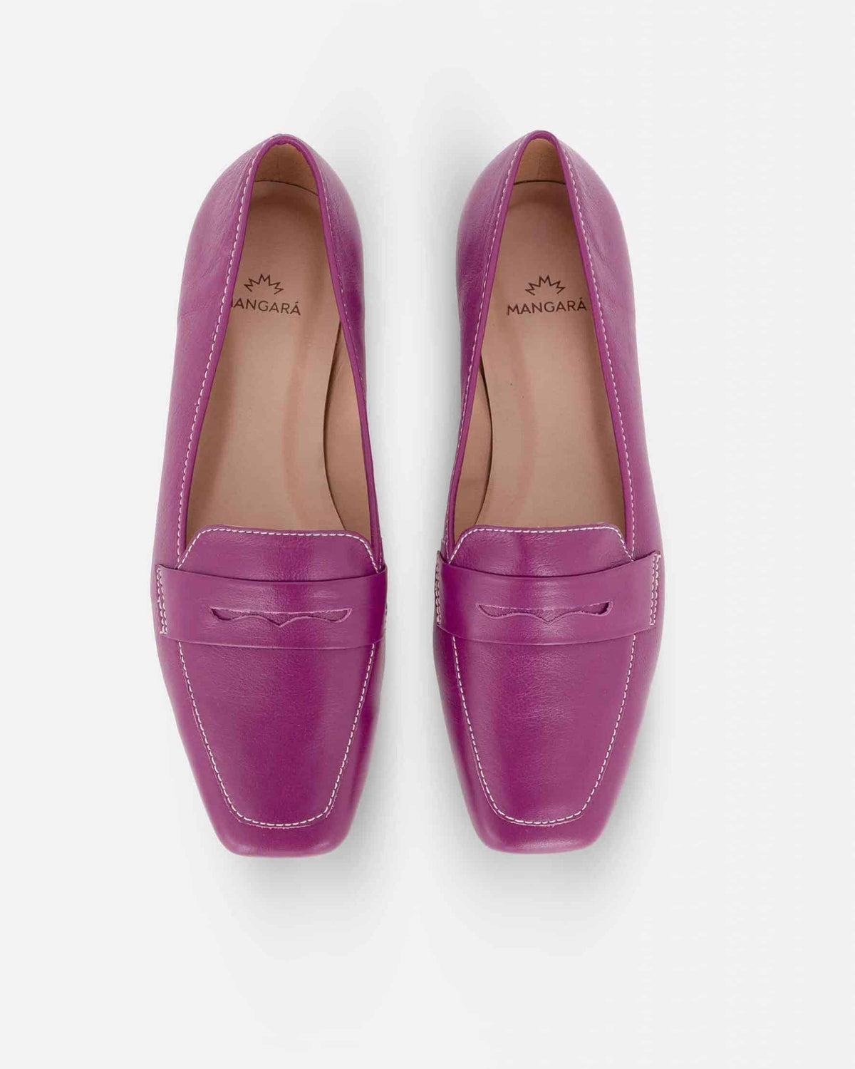 Mangará Atelier Lila Leder-Loafer mit eckiger Zehenpartie – Seitenansicht – SKU 201NVME38