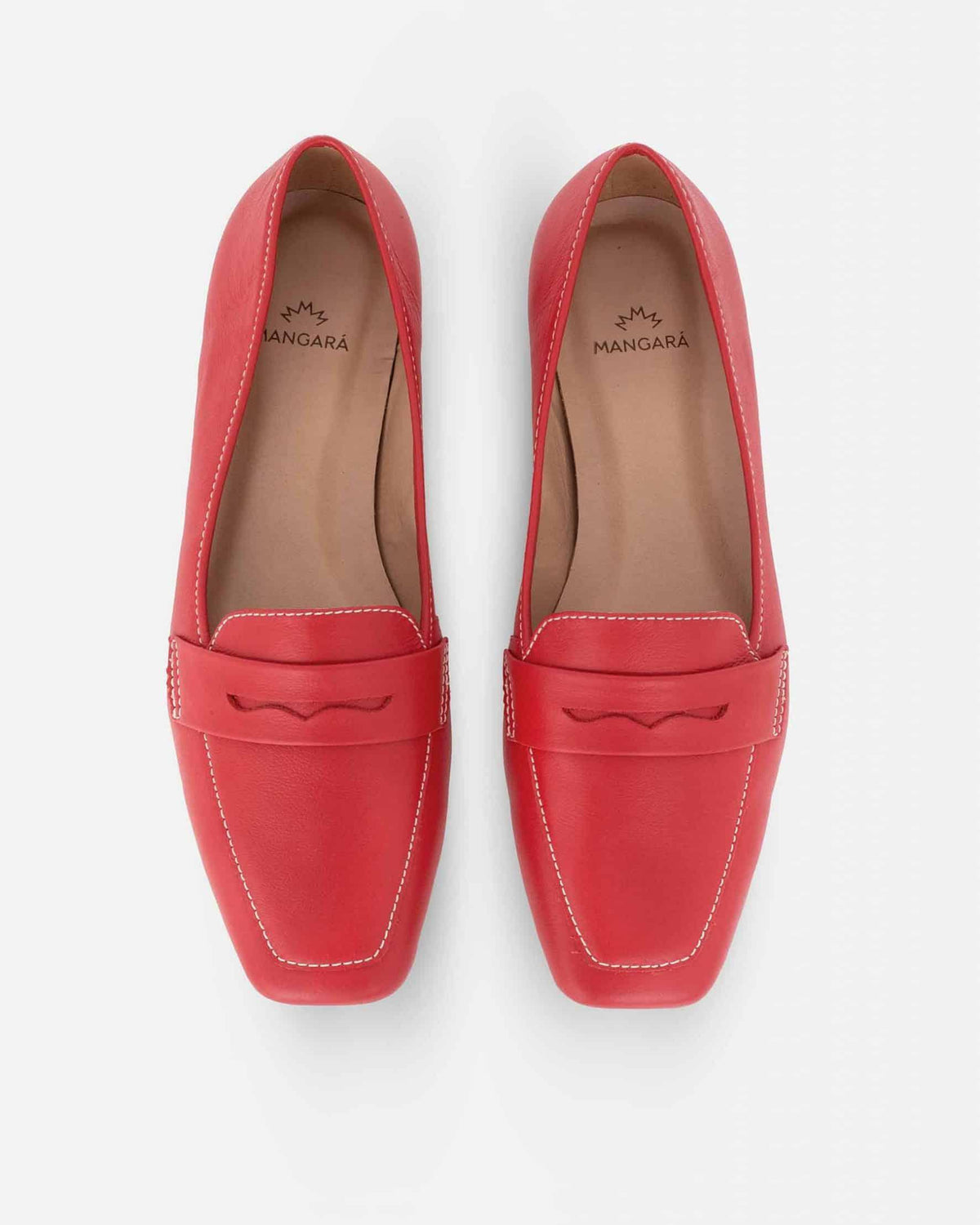 Mangará Atelier Loafer aus rotem Leder mit quadratischer Zehenpartie – Seitenansicht – SKU 201NVCE38